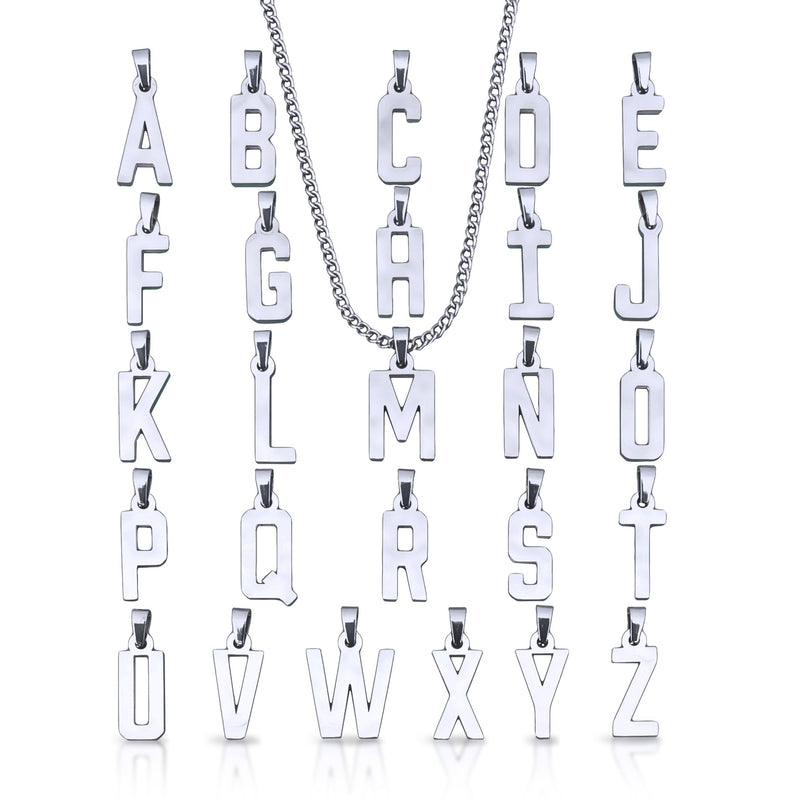 Letter Pendant Necklace - Stainless Steel