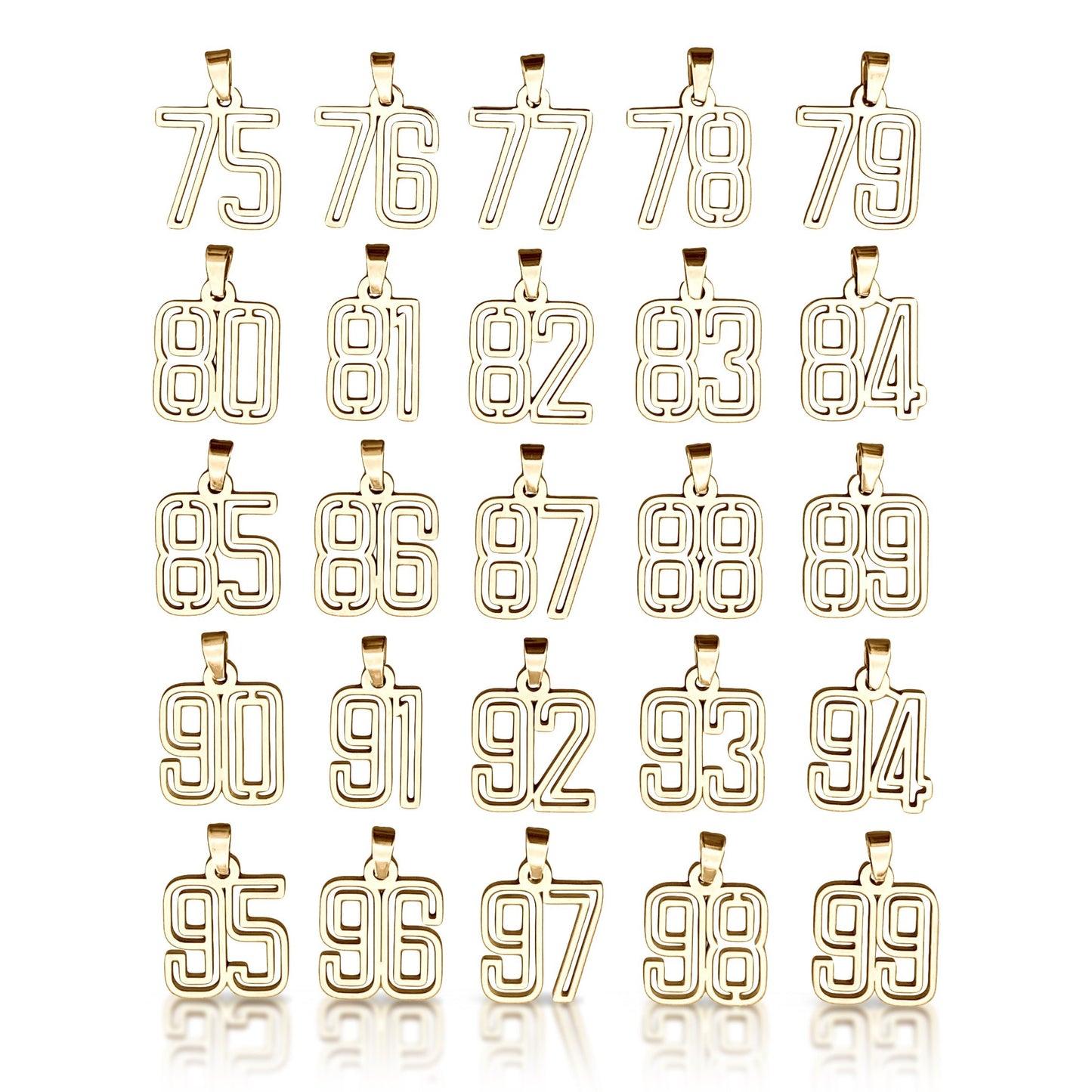 Varsity Number Pendant Necklace - 14K Gold Plated Stainless Steel
