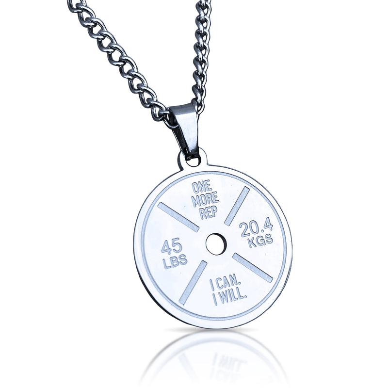 Barbell Plate Pendant Necklace - Stainless Steel