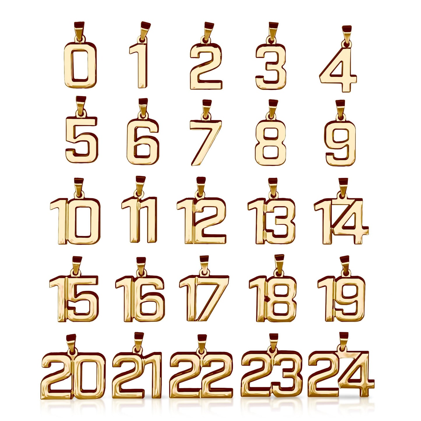 Pro Number Pendant - 14K Gold Plated Stainless Steel