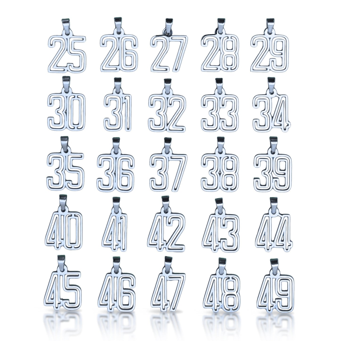 Varsity Number Pendant Necklace - Stainless Steel
