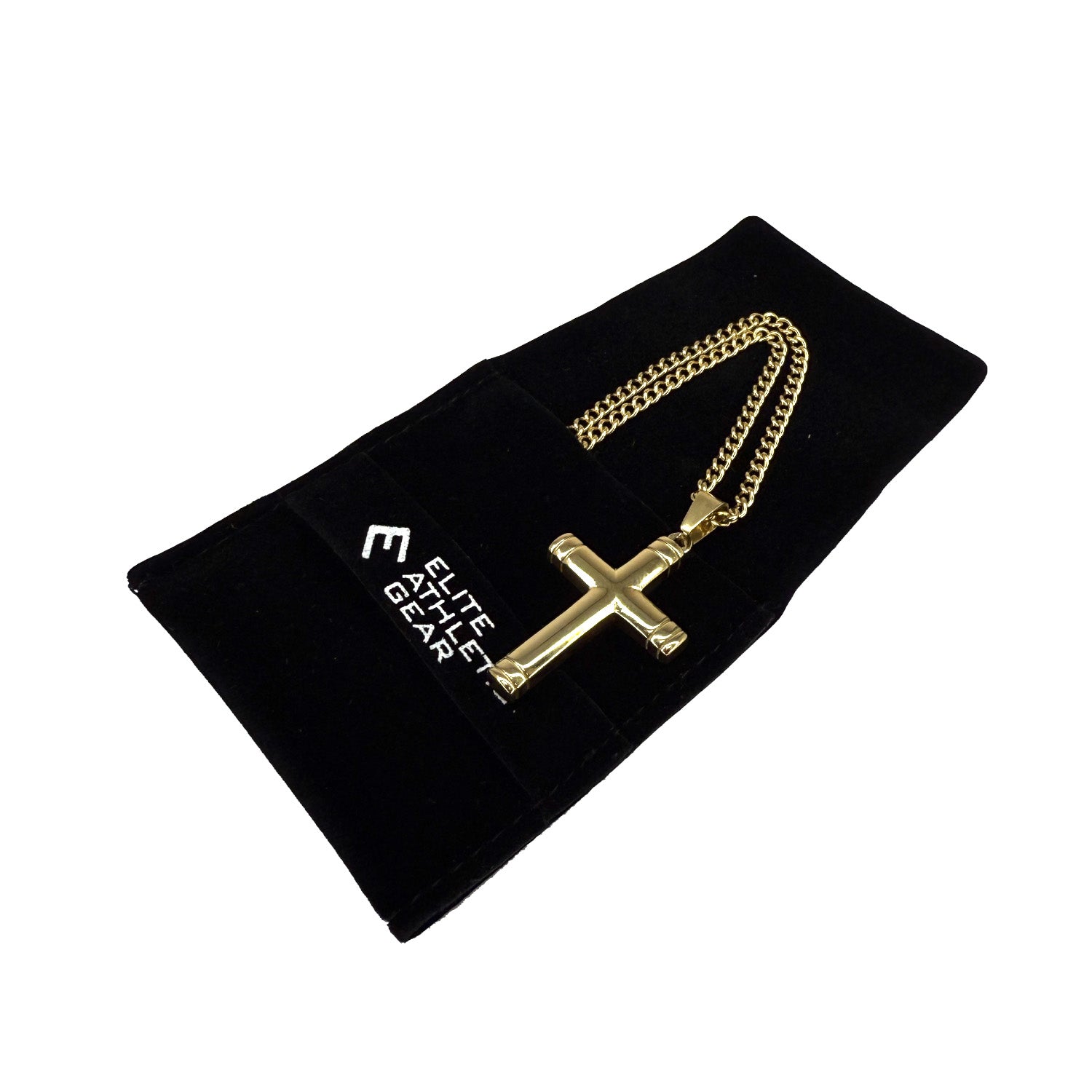 Pillar Cross Pendant Necklace - 14K Gold Plated Stainless Steel