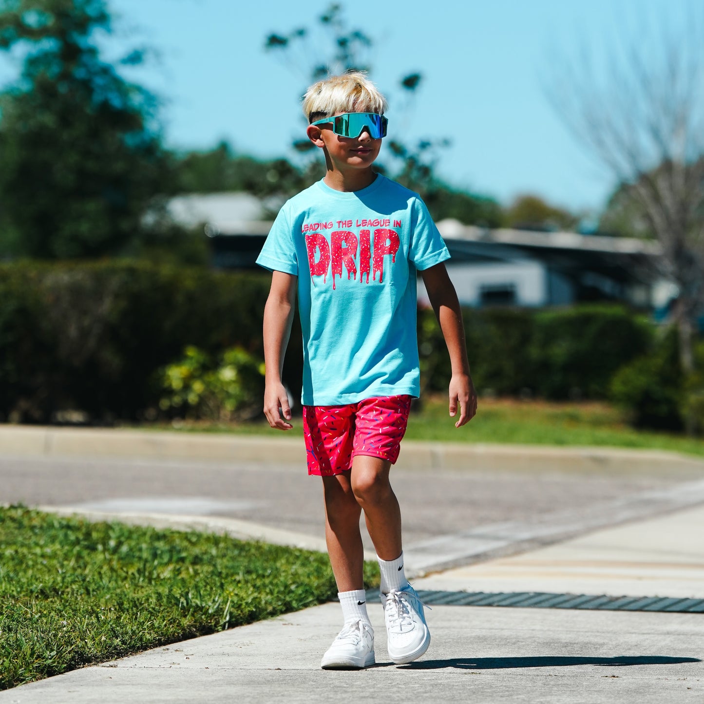 Leading The League T-Shirt - Blue / Pink