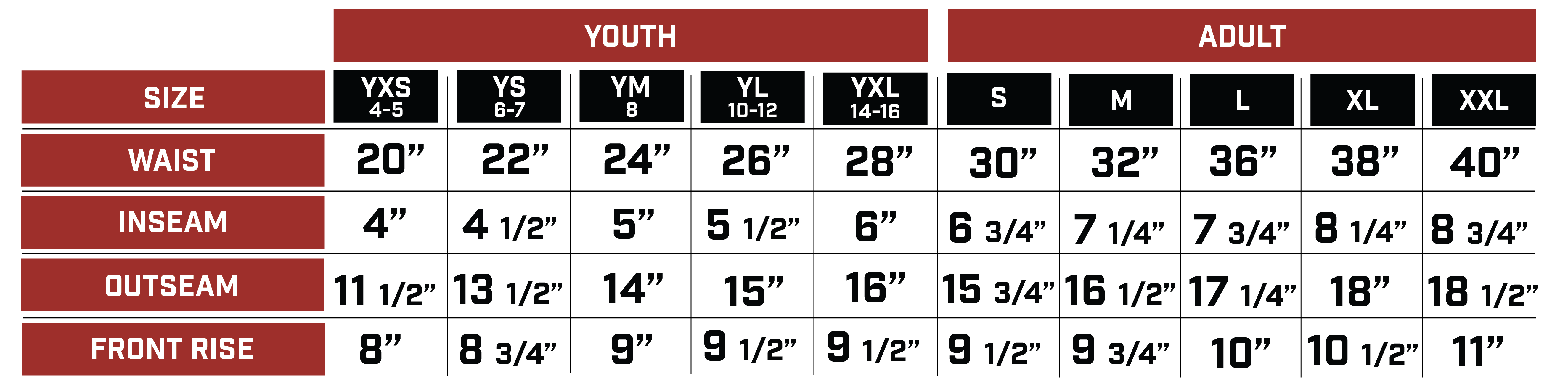 SIZE CHART