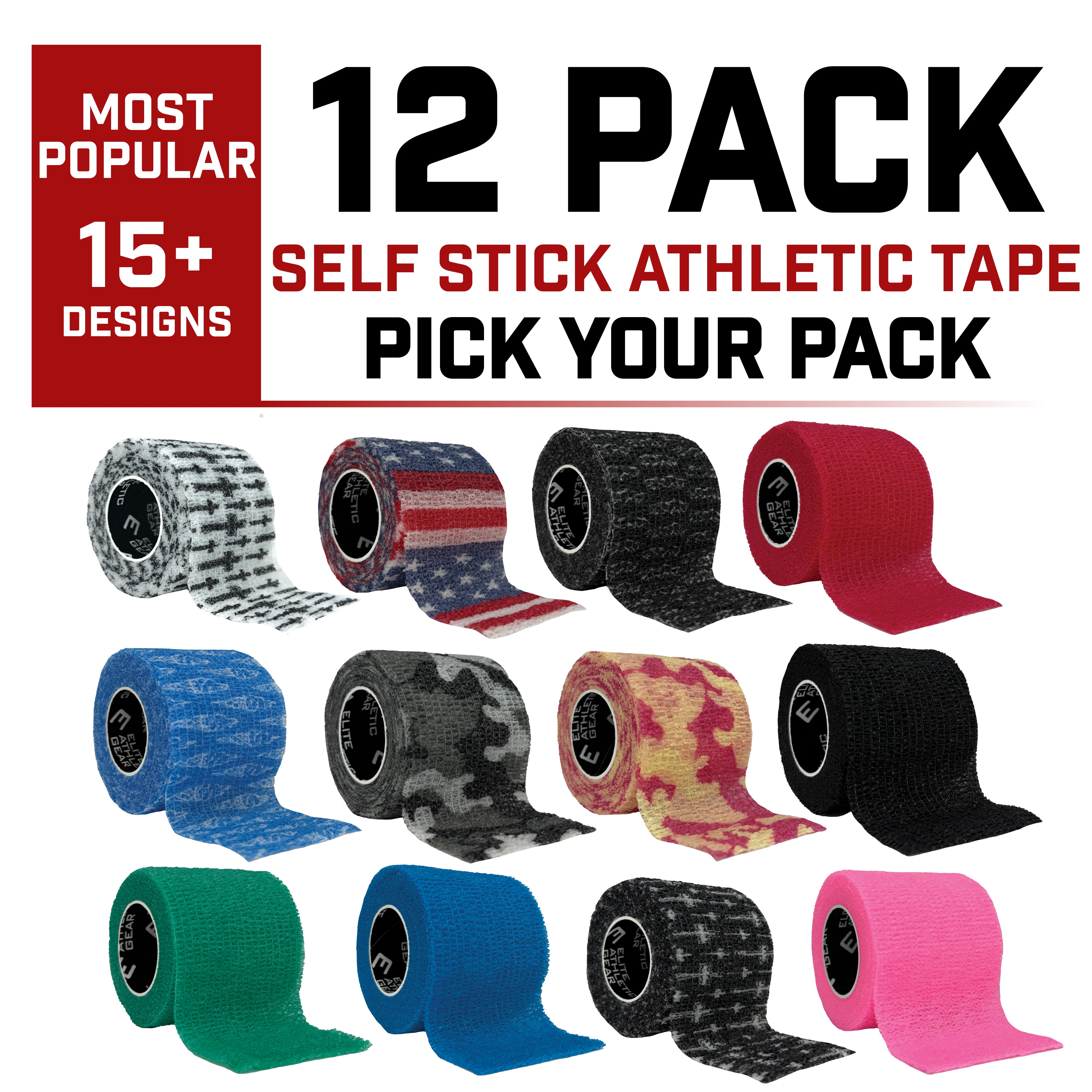 12 Pack Self Stick Athletic Tape | Pick Your Pack