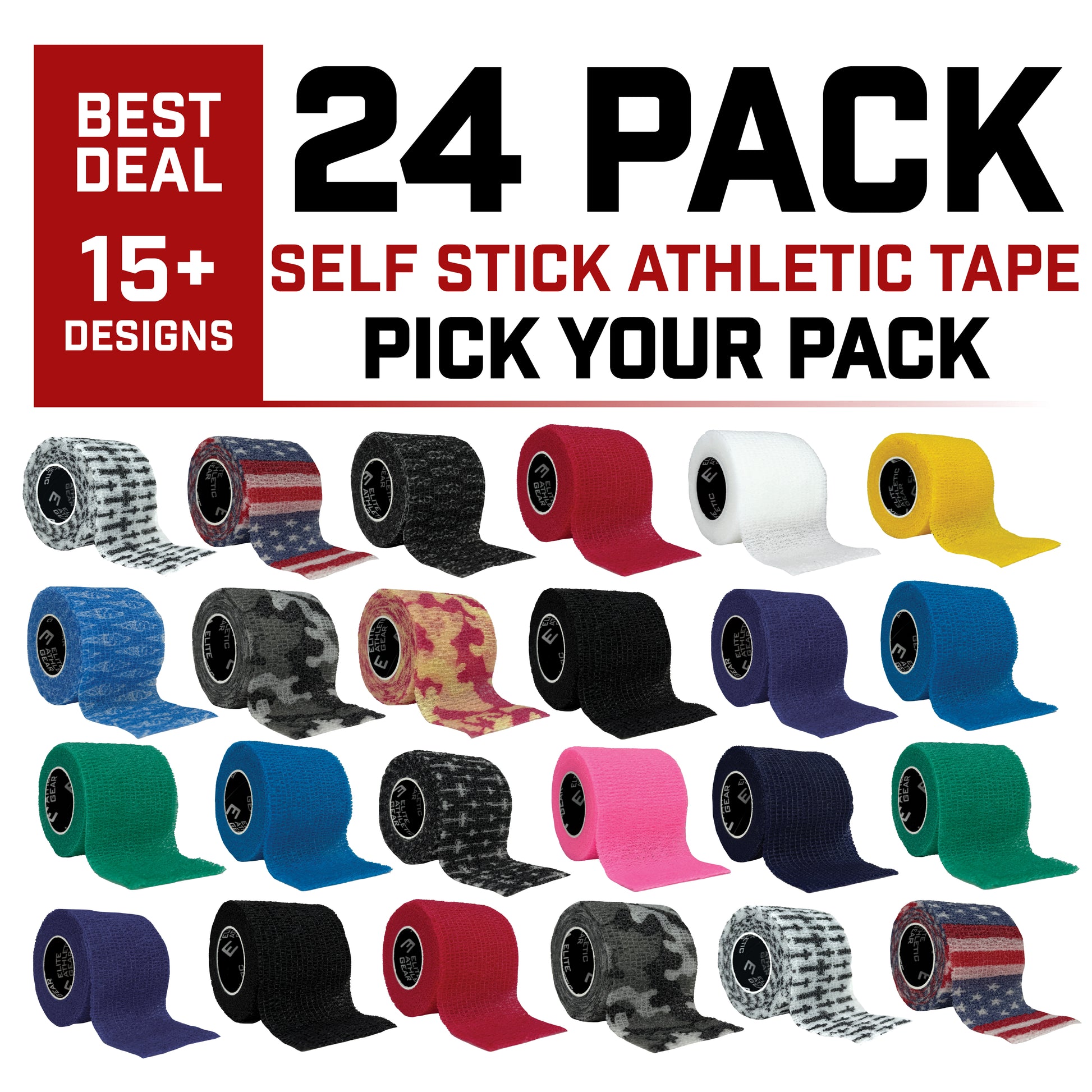 24 Pack Self Stick Athletic Tape | Pick Your Pack