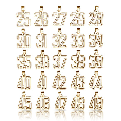 Varsity Number Pendant With Chain Necklace - 14K Gold Plated Stainless Steel
