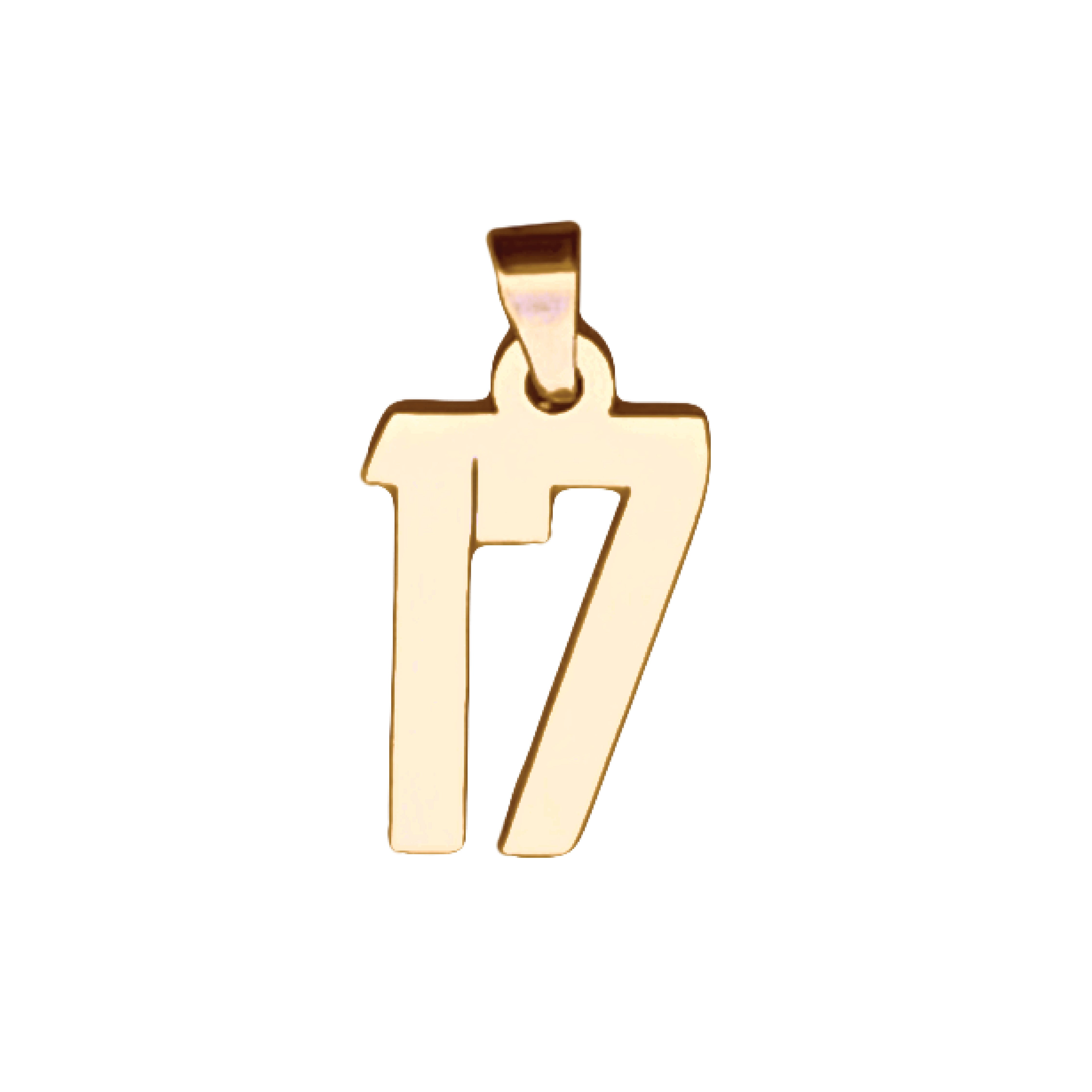 Custom Number Pendant Necklace - 14K Gold Plated Stainless Steel