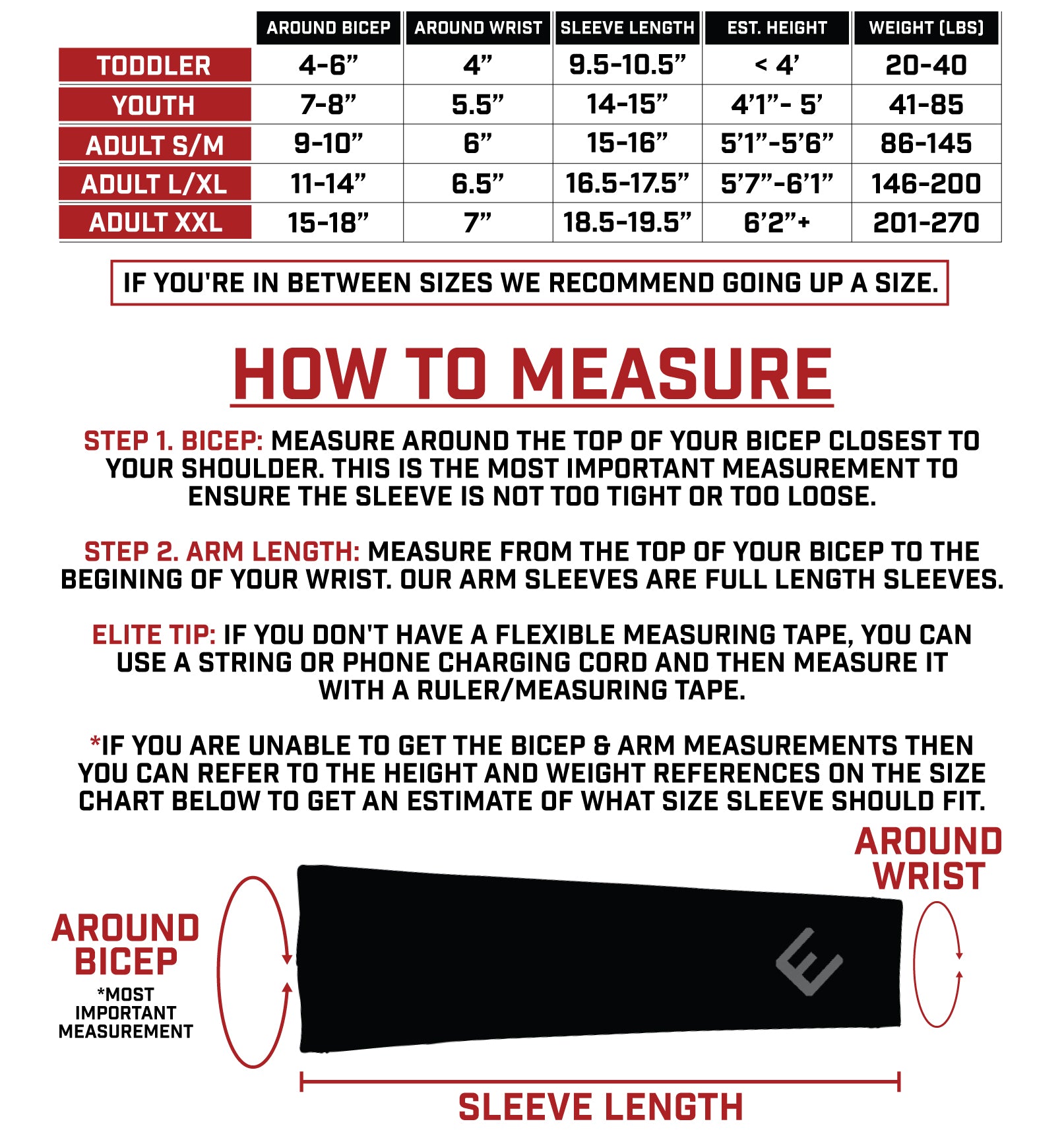 ARM SLEEVE SIZING GUIDE