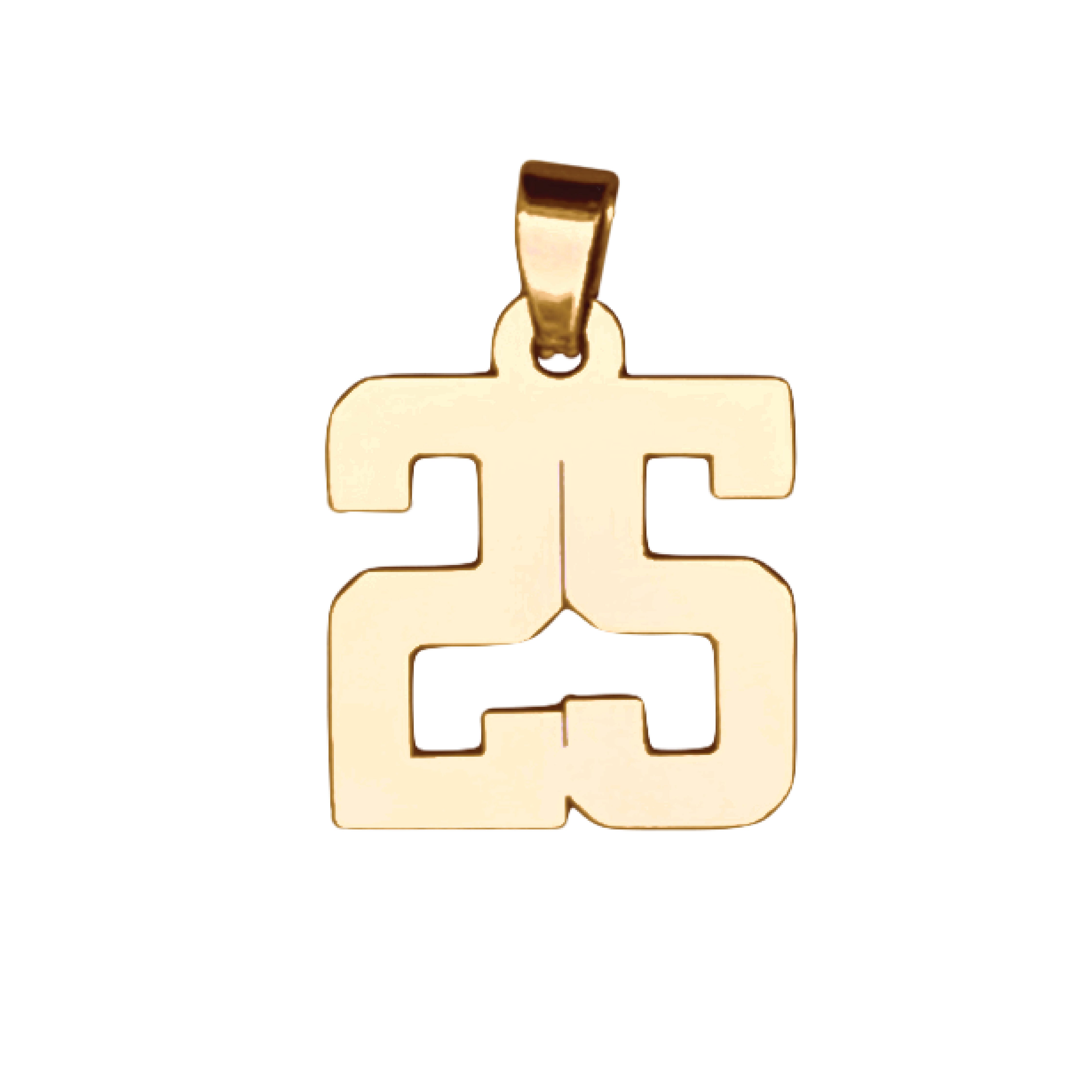 Custom Number Pendant Necklace - 14K Gold Plated Stainless Steel