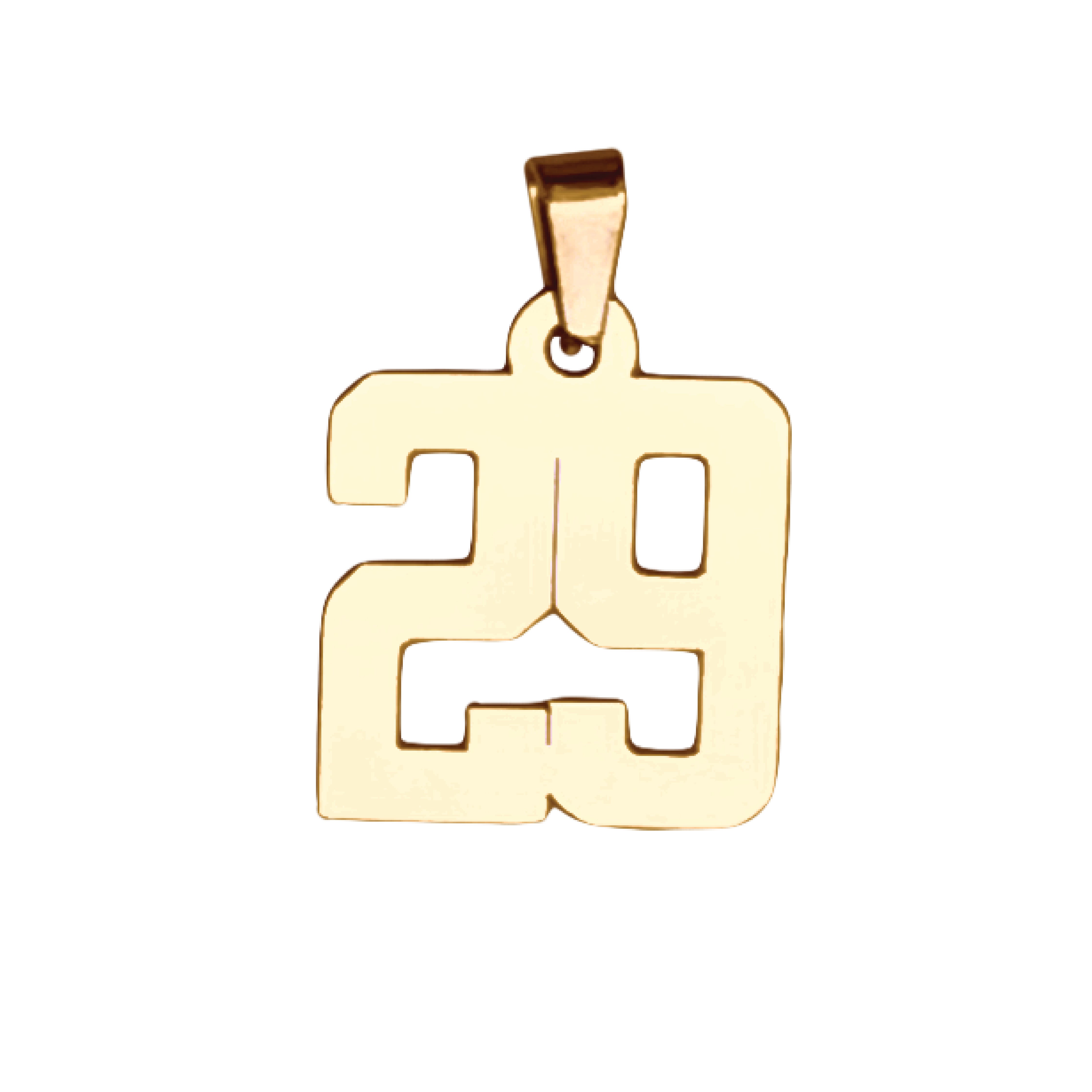 Custom Number Pendant Necklace - 14K Gold Plated Stainless Steel
