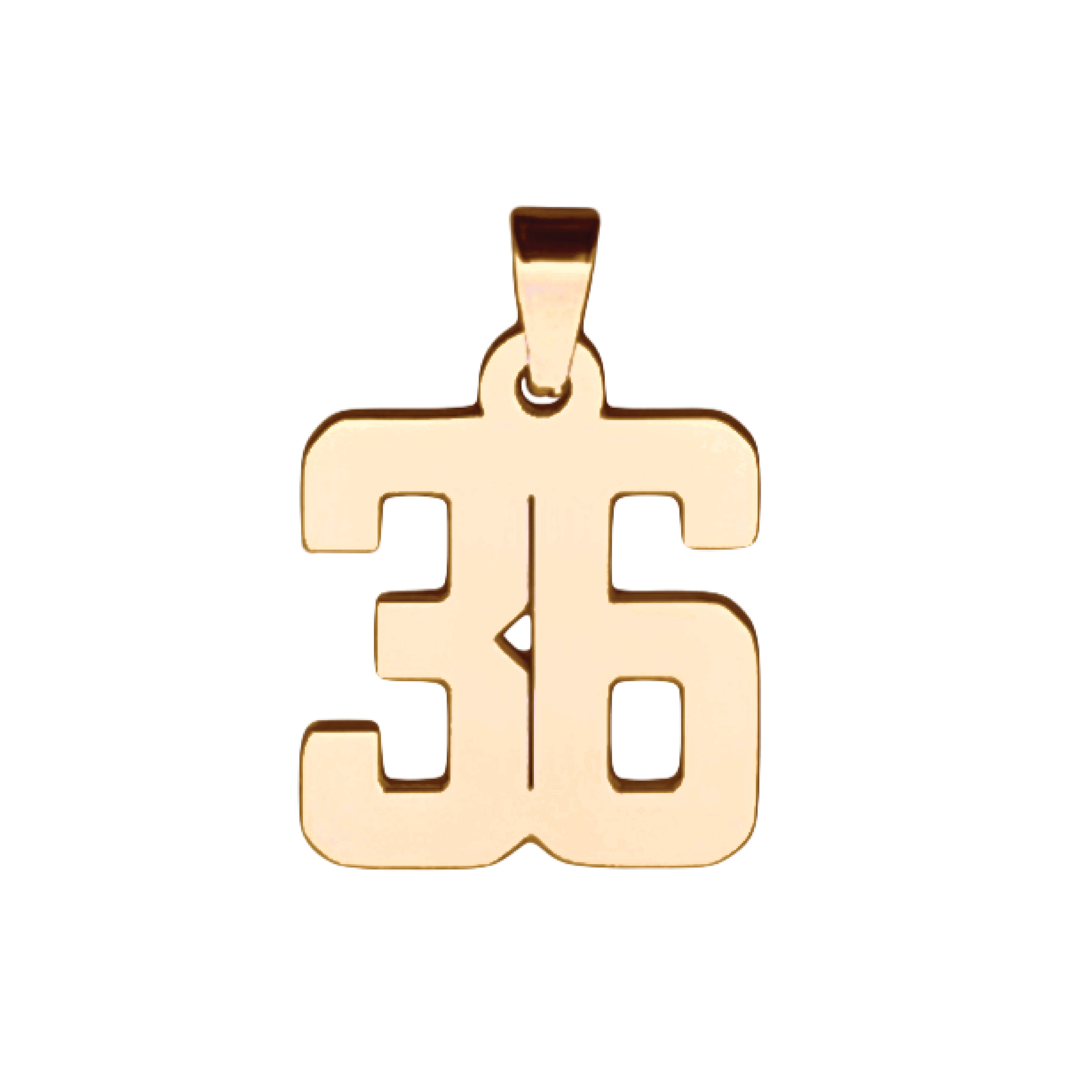 Custom Number Pendant Necklace - 14K Gold Plated Stainless Steel
