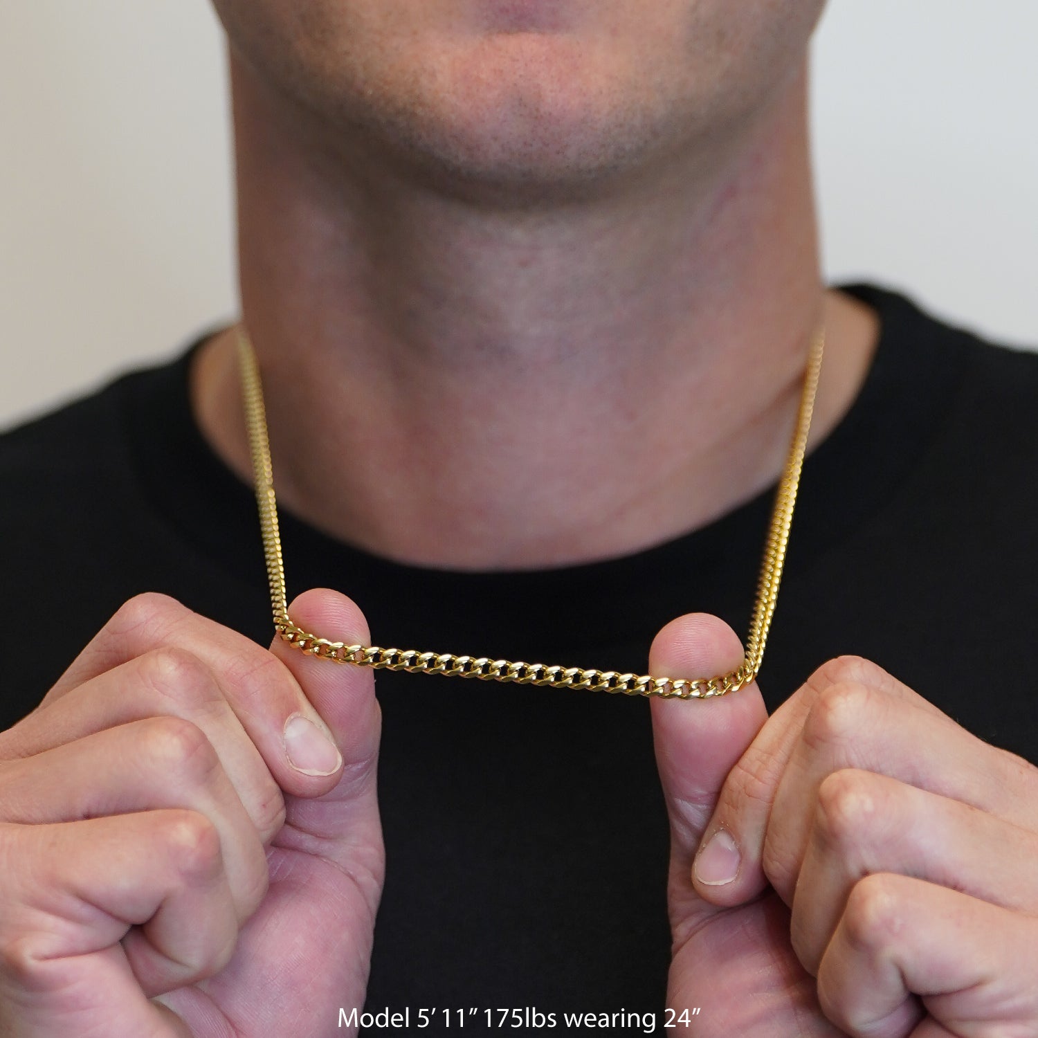 4.5mm Cuban Link Chain Necklace - 14K Gold Plated Stainless Steel