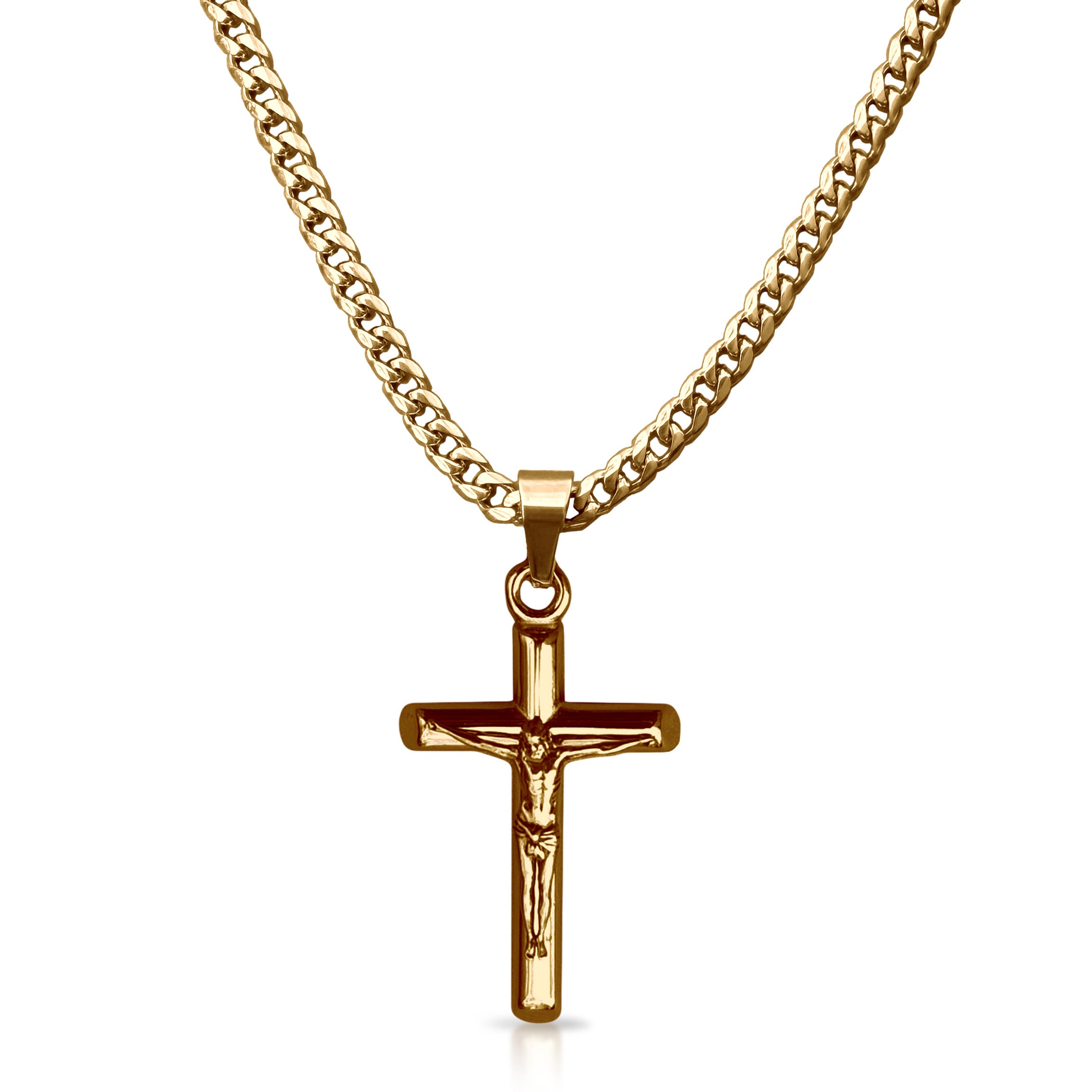 Pro Crucifix Pendant Necklace Pendant Necklace - 14K Gold Plated Stainless Steel