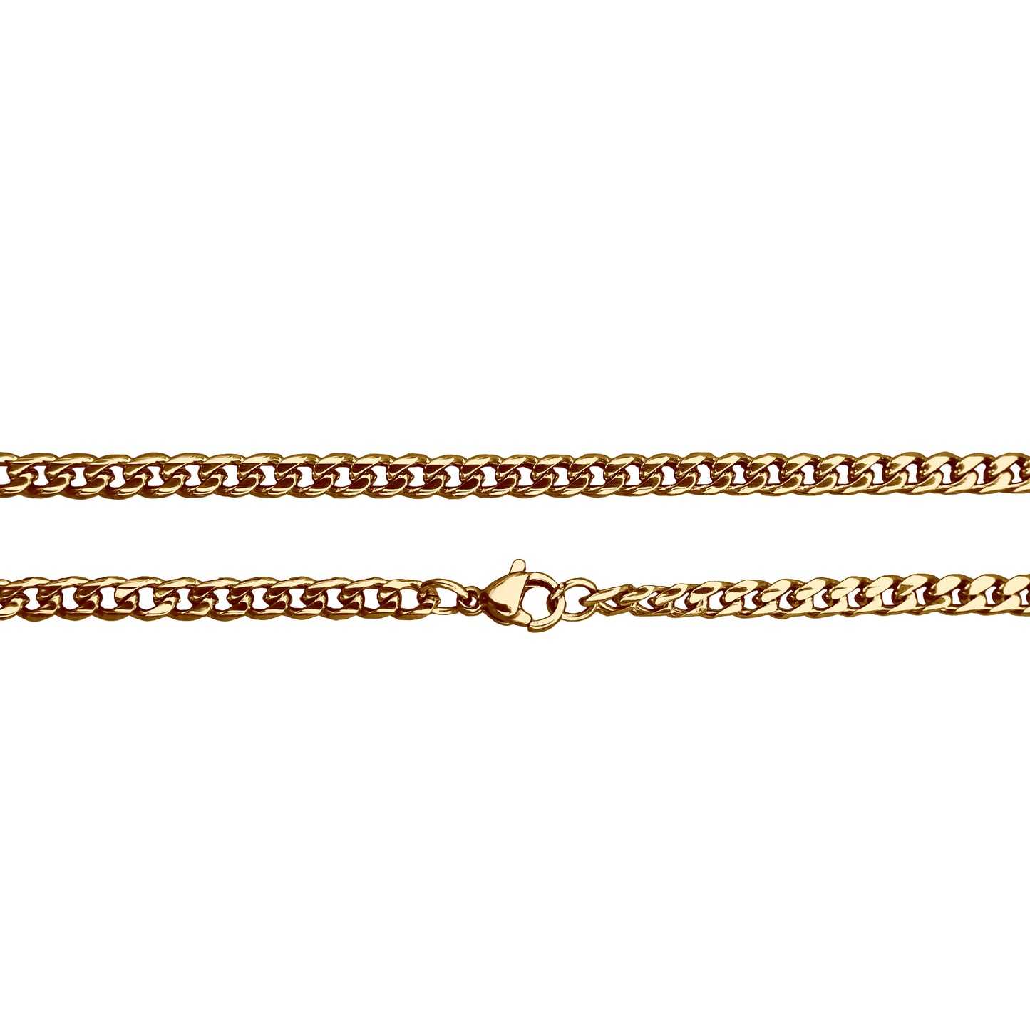 4.5mm Cuban Link Chain Necklace - 14K Gold Plated Stainless Steel