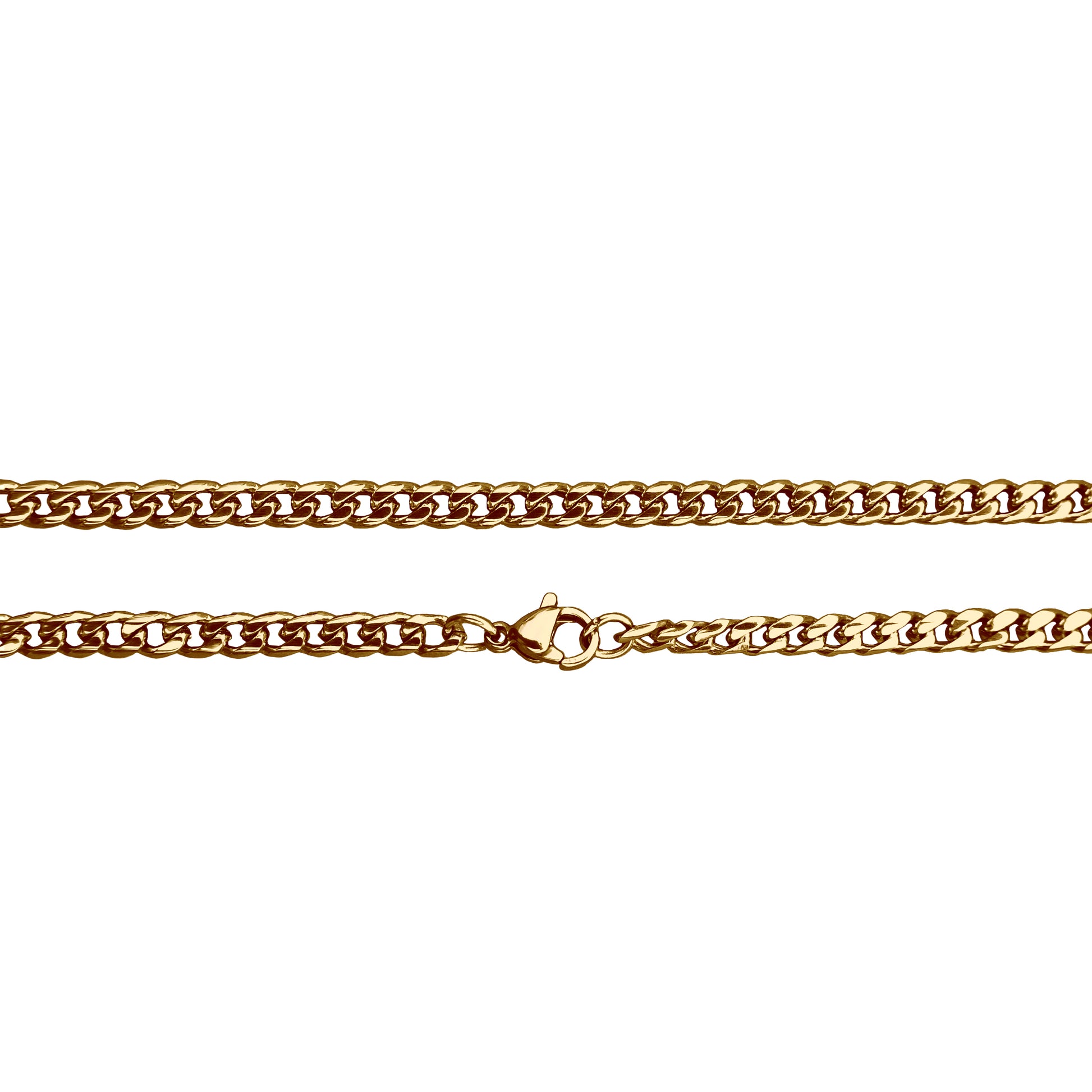 4.5mm Cuban Link Chain Necklace - 14K Gold Plated Stainless Steel