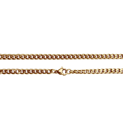 4.5mm Cuban Link Chain Necklace - 14K Gold Plated Stainless Steel