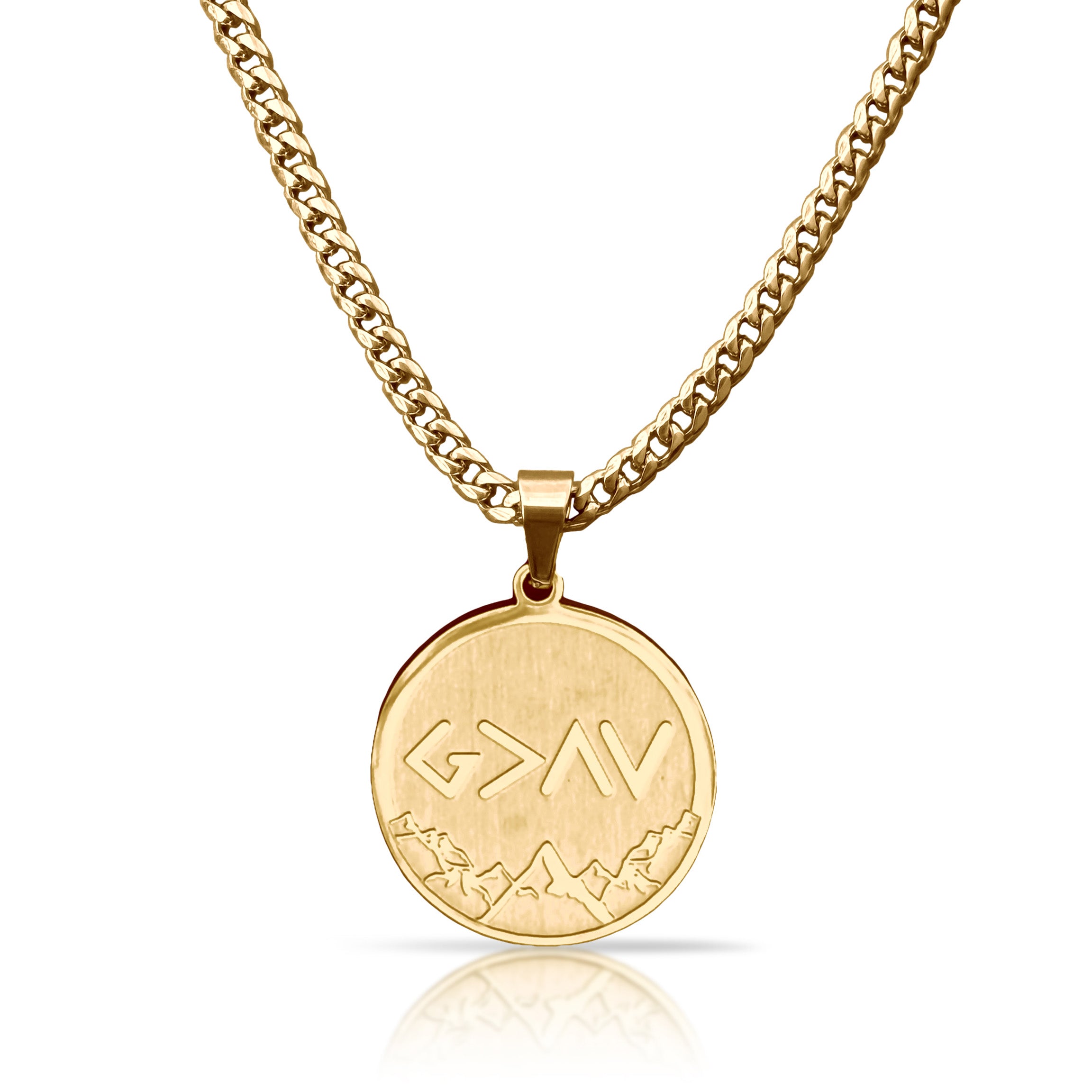 Pro God Is Greater Than The Highs and Lows Pendant Necklace Pendant Necklace - 14K Gold Plated Stainless Steel