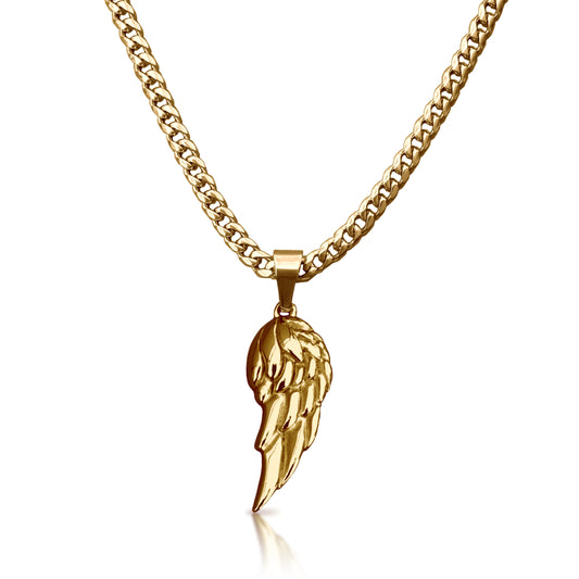 Pro Wing Pendant Necklace - 14K Gold Plated Stainless Steel