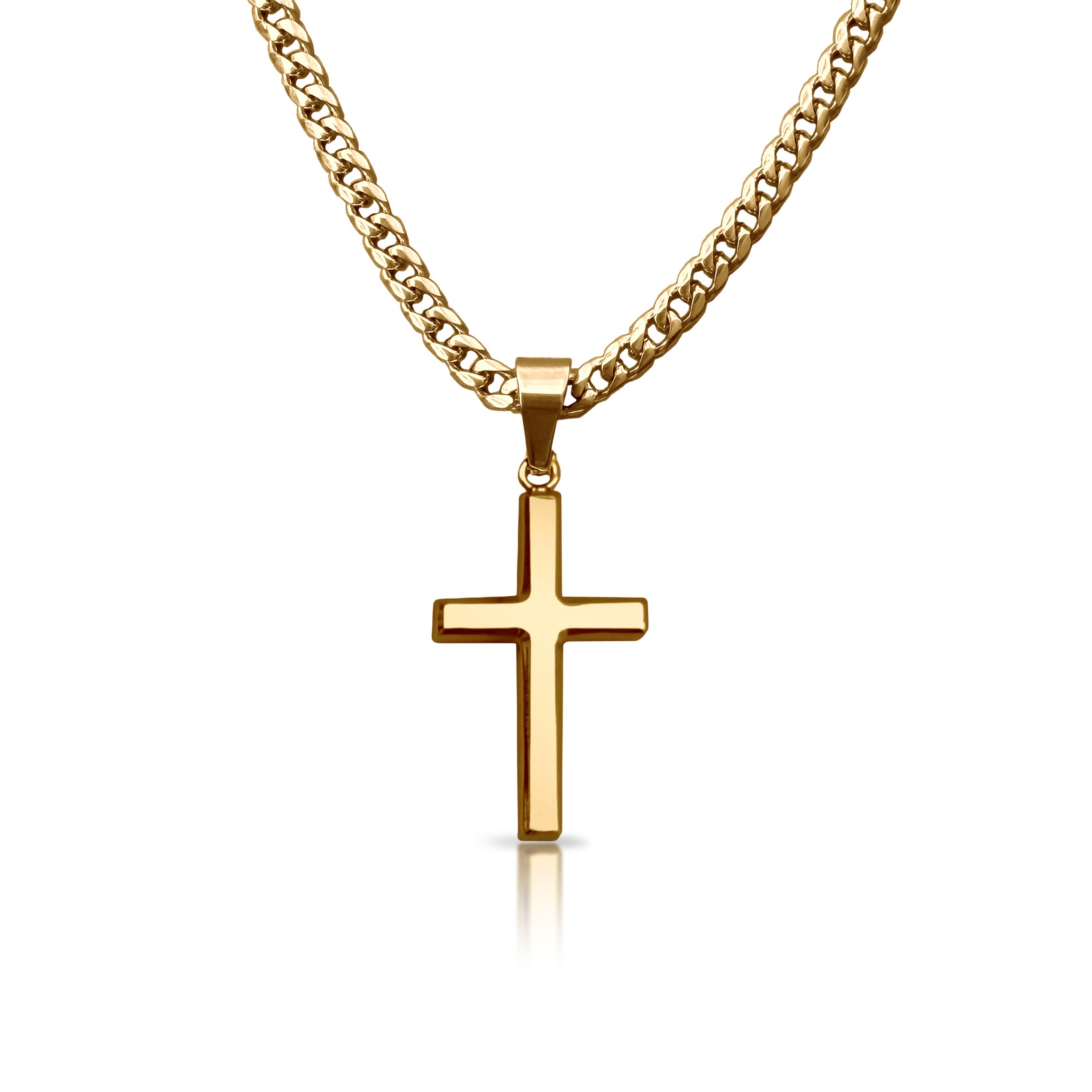 Pro Cross Pendant Necklace - 14K Gold Plated Stainless Steel