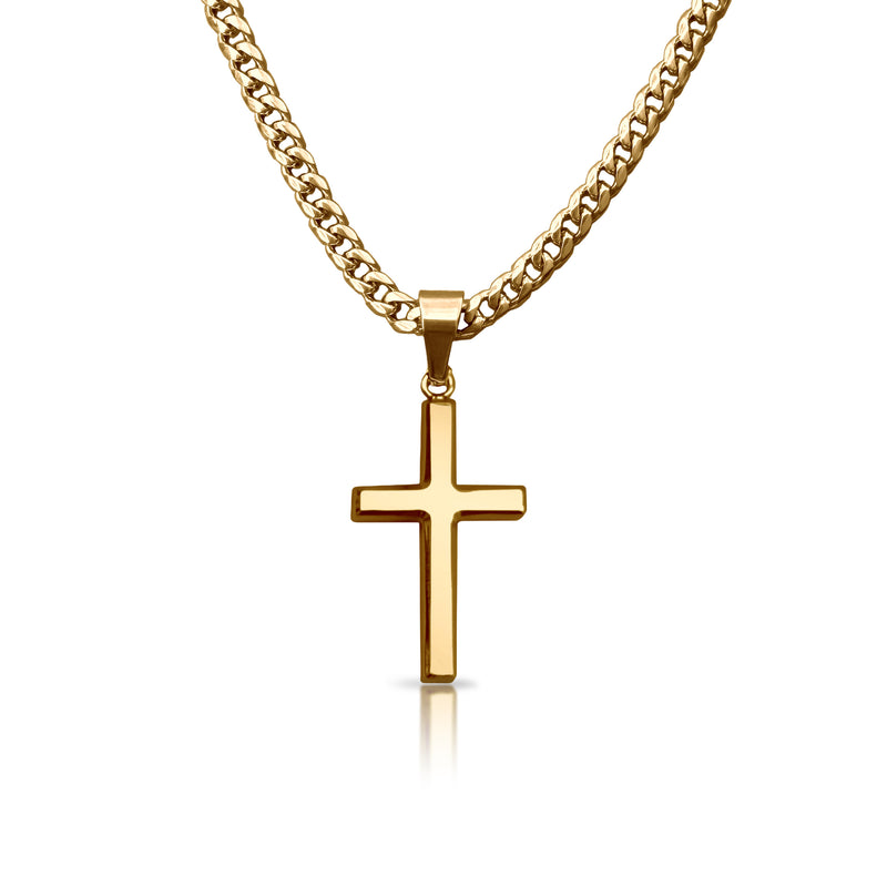 Pro Cross Pendant Necklace - 14K Gold Plated Stainless Steel