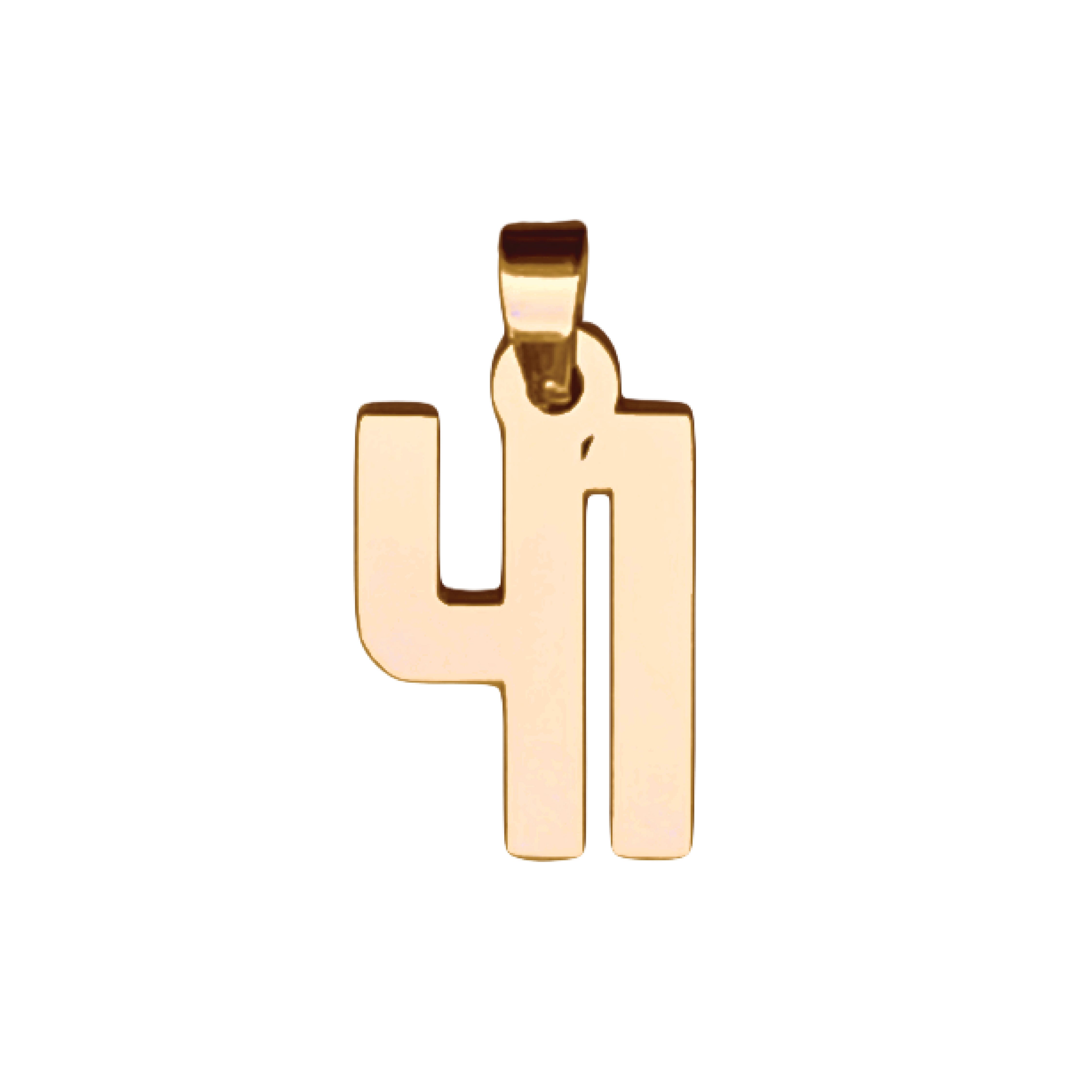 Custom Number Pendant Necklace - 14K Gold Plated Stainless Steel