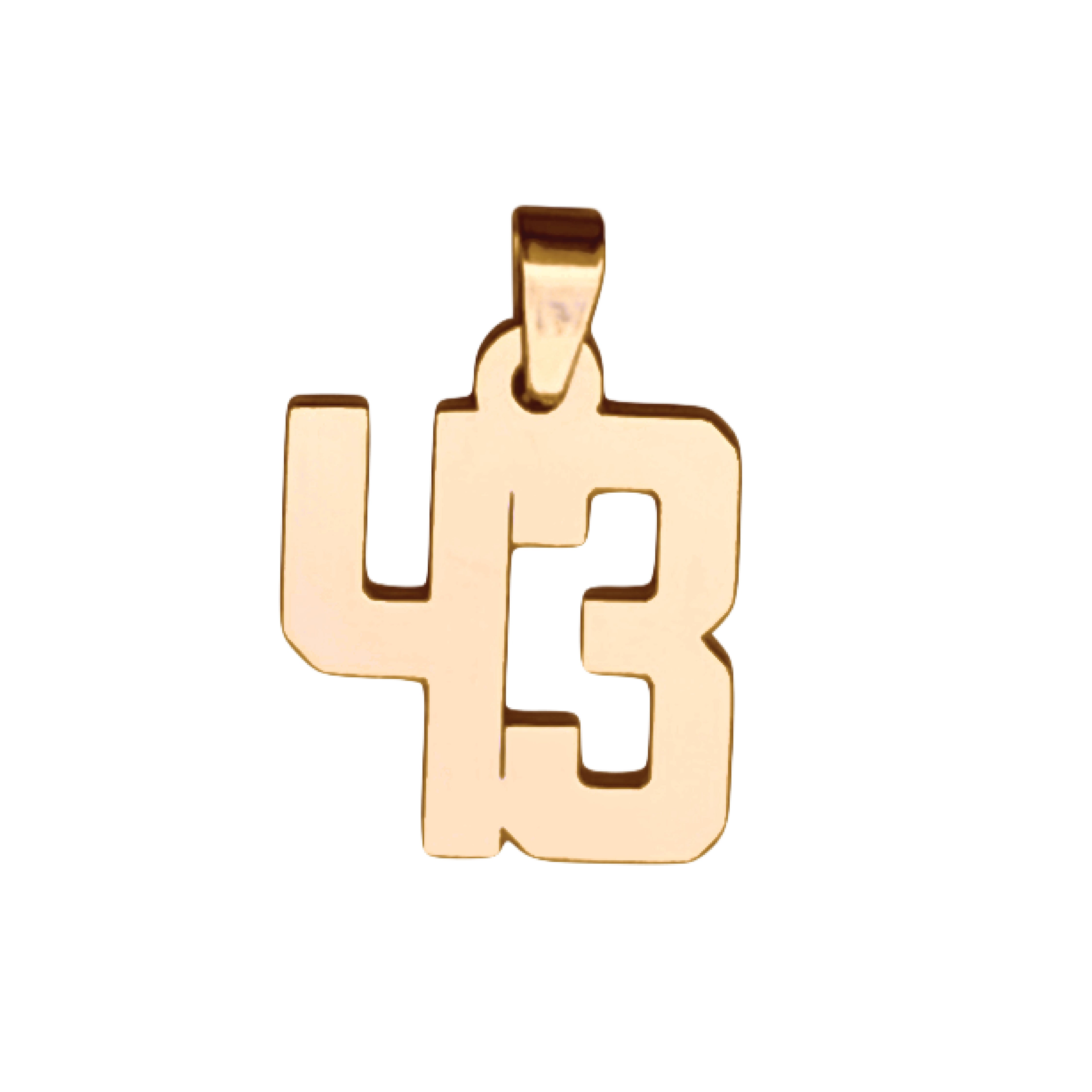 Custom Number Pendant Necklace - 14K Gold Plated Stainless Steel