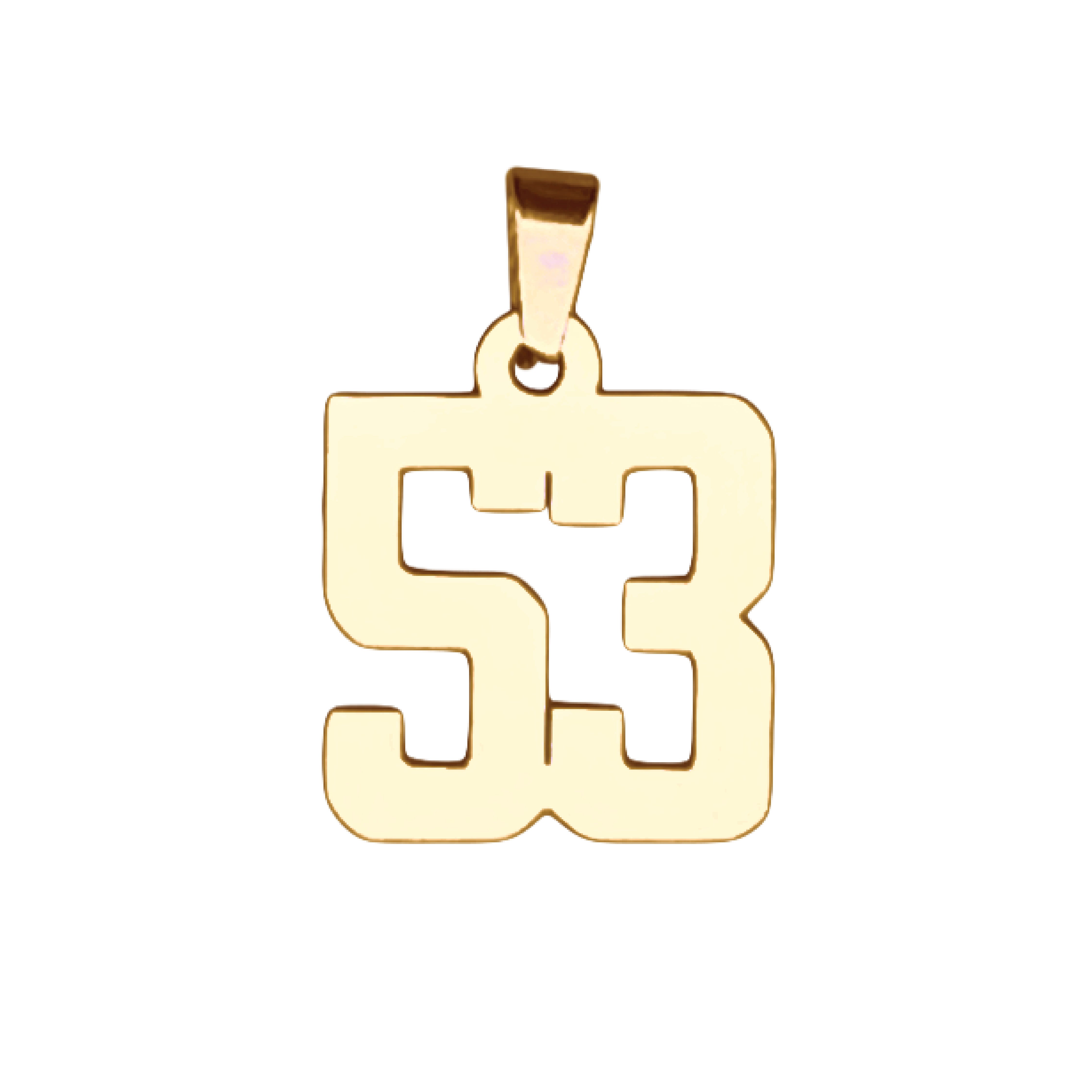 Custom Number Pendant Necklace - 14K Gold Plated Stainless Steel