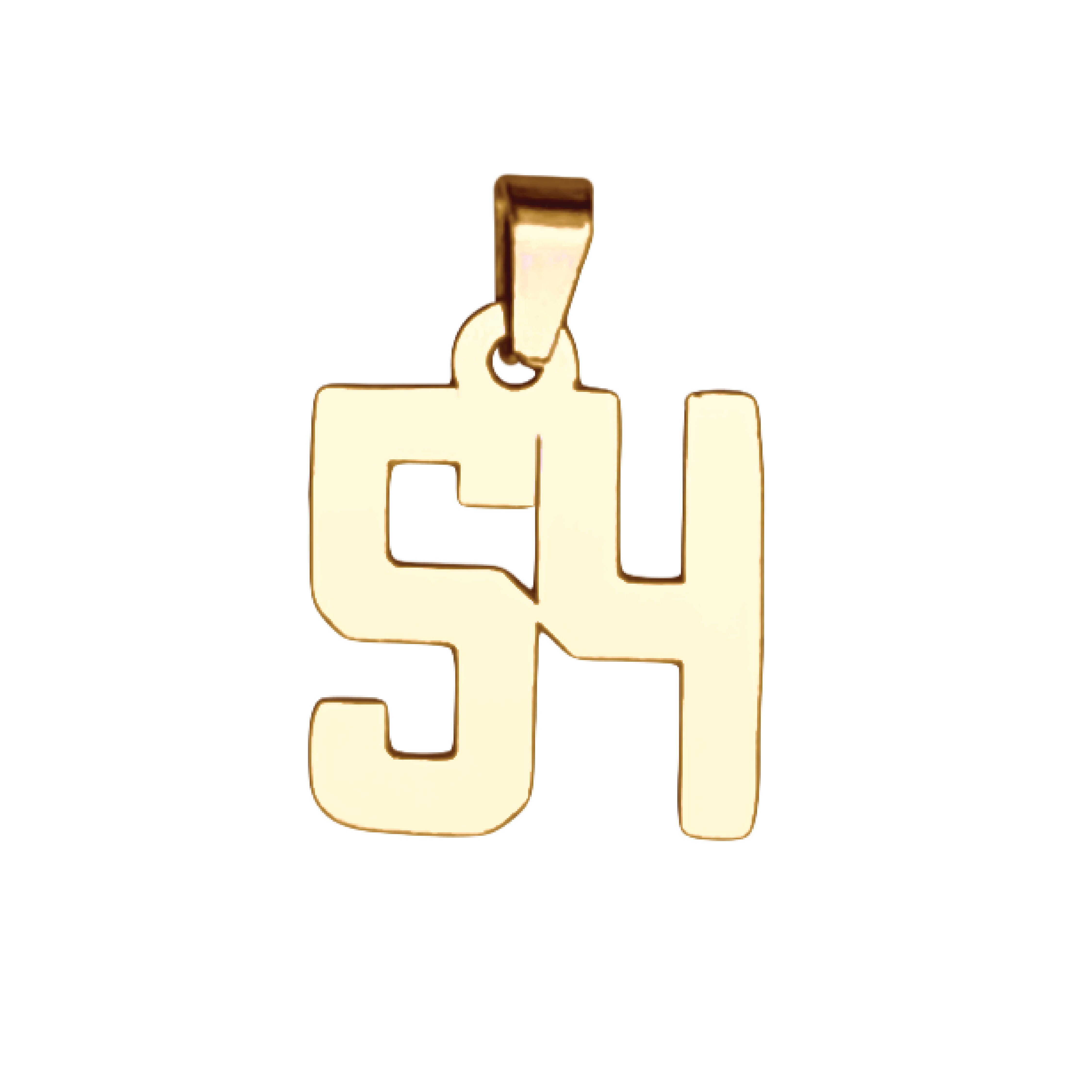 Custom Number Pendant Necklace - 14K Gold Plated Stainless Steel