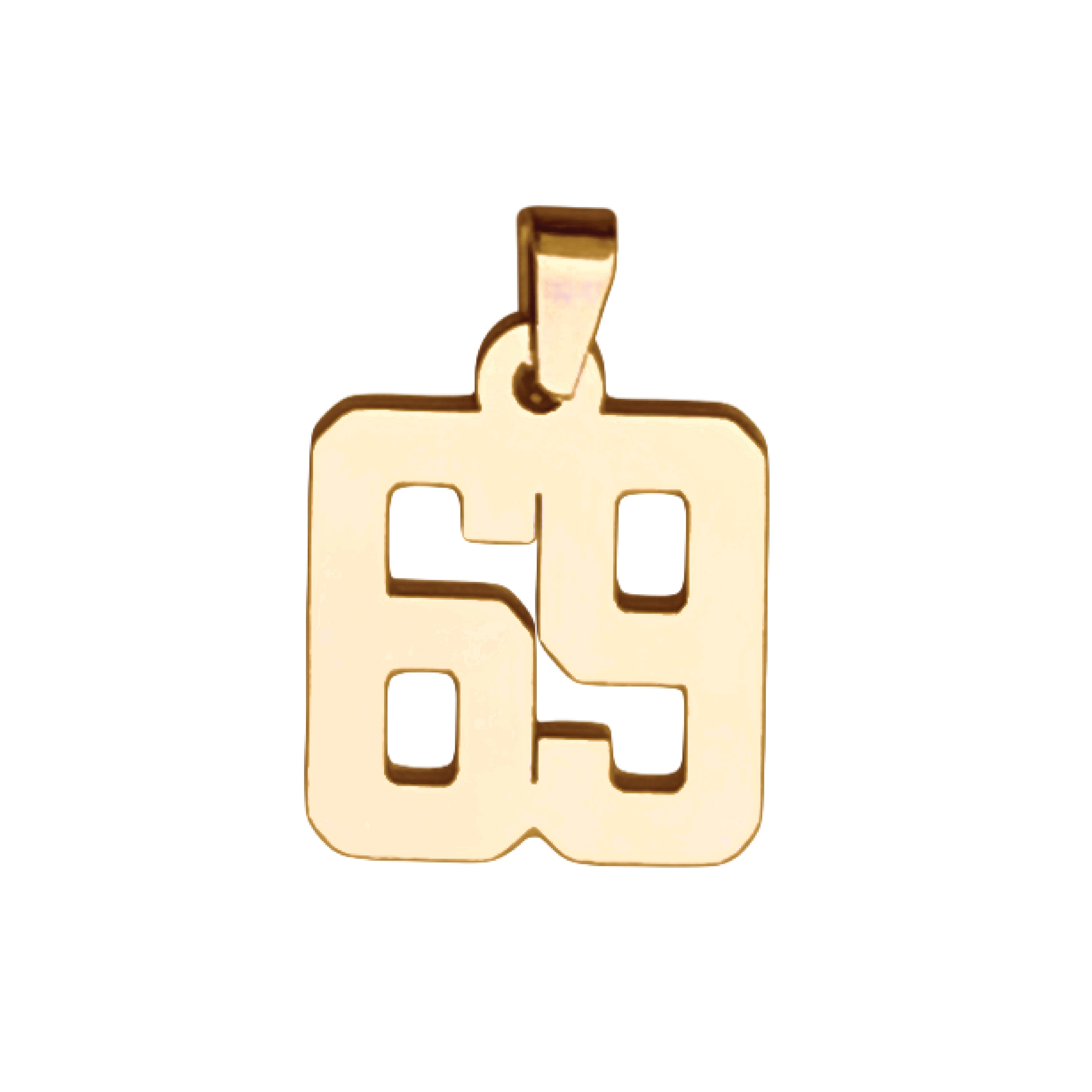 Custom Number Pendant Necklace - 14K Gold Plated Stainless Steel