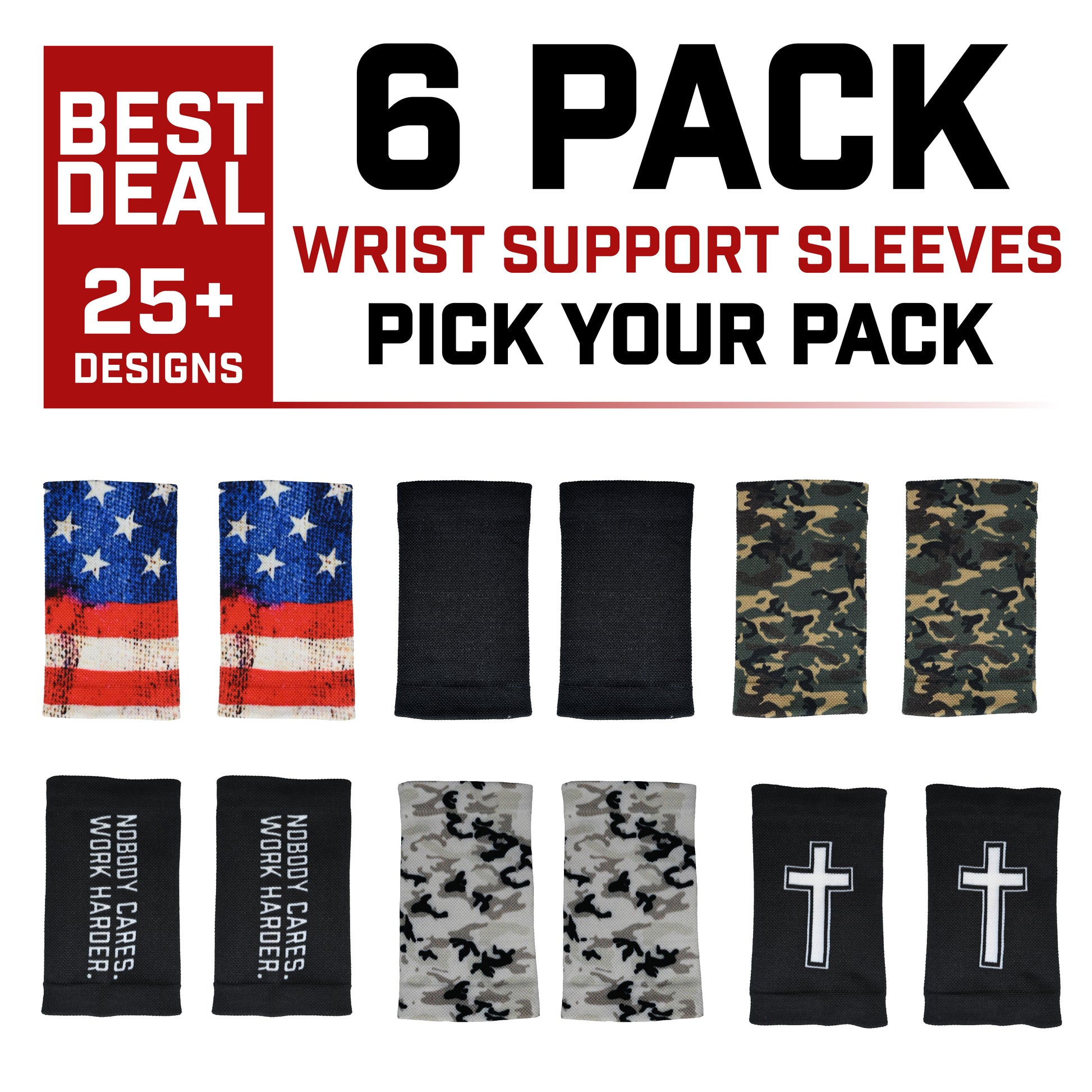 6 Pack Wrist Support Sleeves | Pick Your Pack