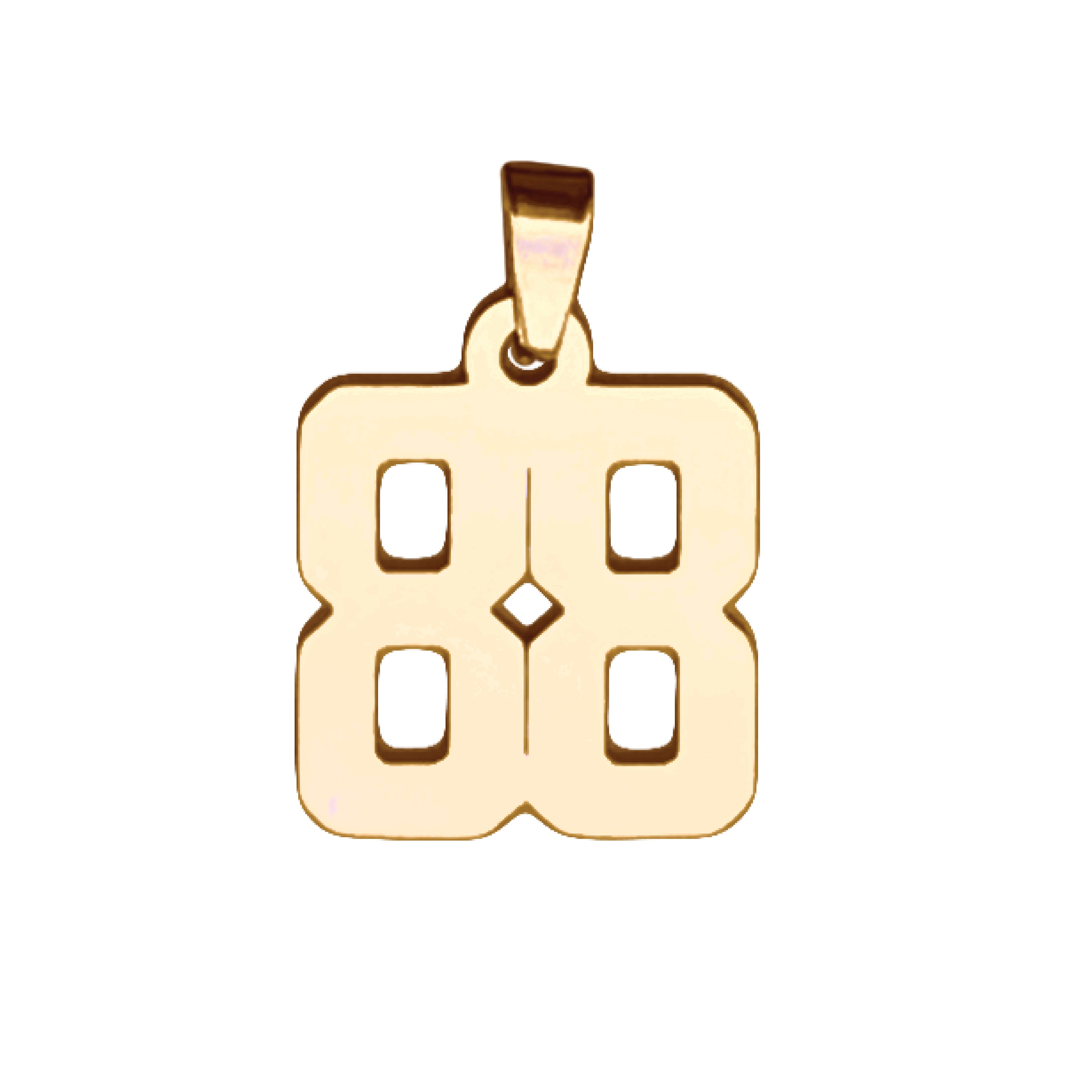 Custom Number Pendant Necklace - 14K Gold Plated Stainless Steel