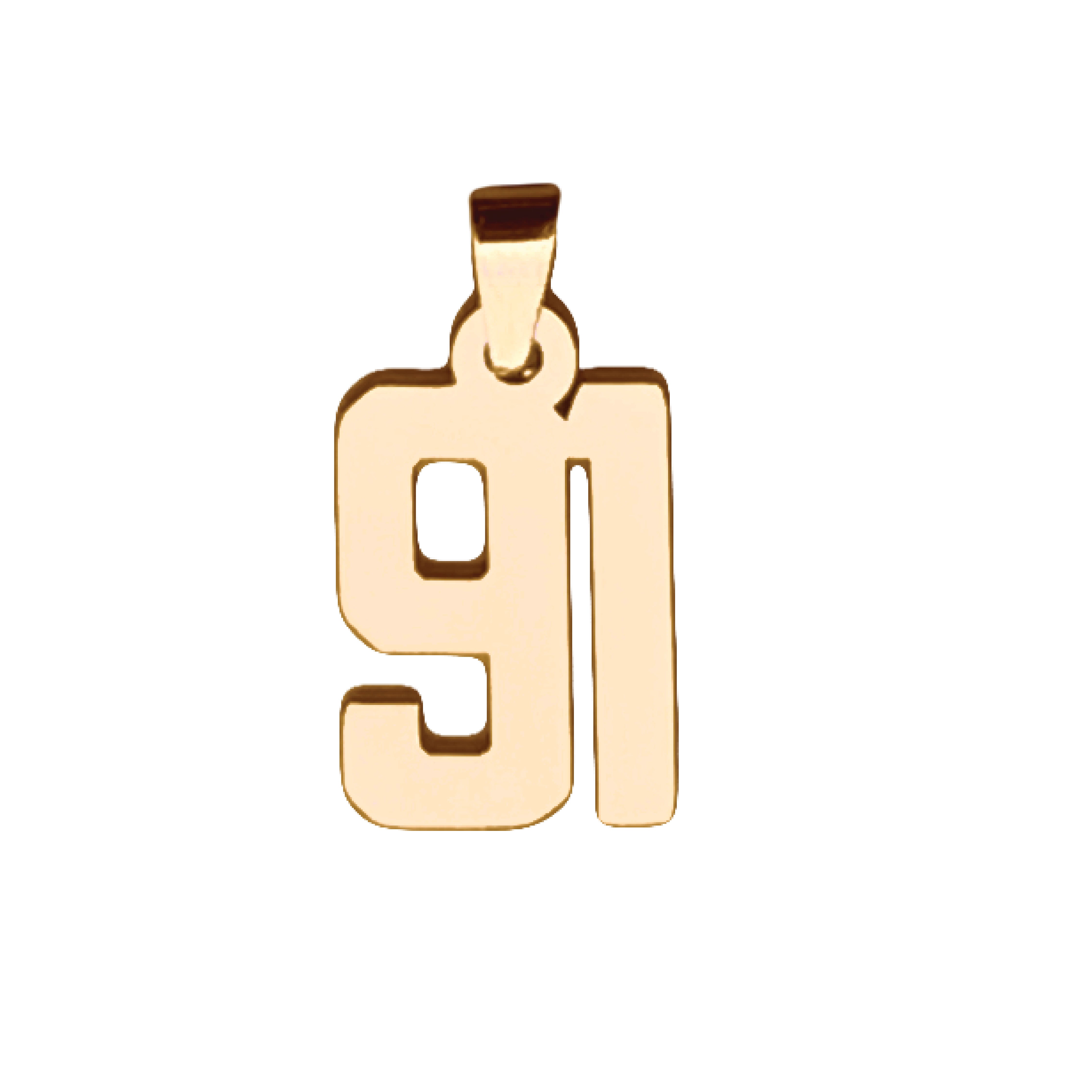 Custom Number Pendant Necklace - 14K Gold Plated Stainless Steel