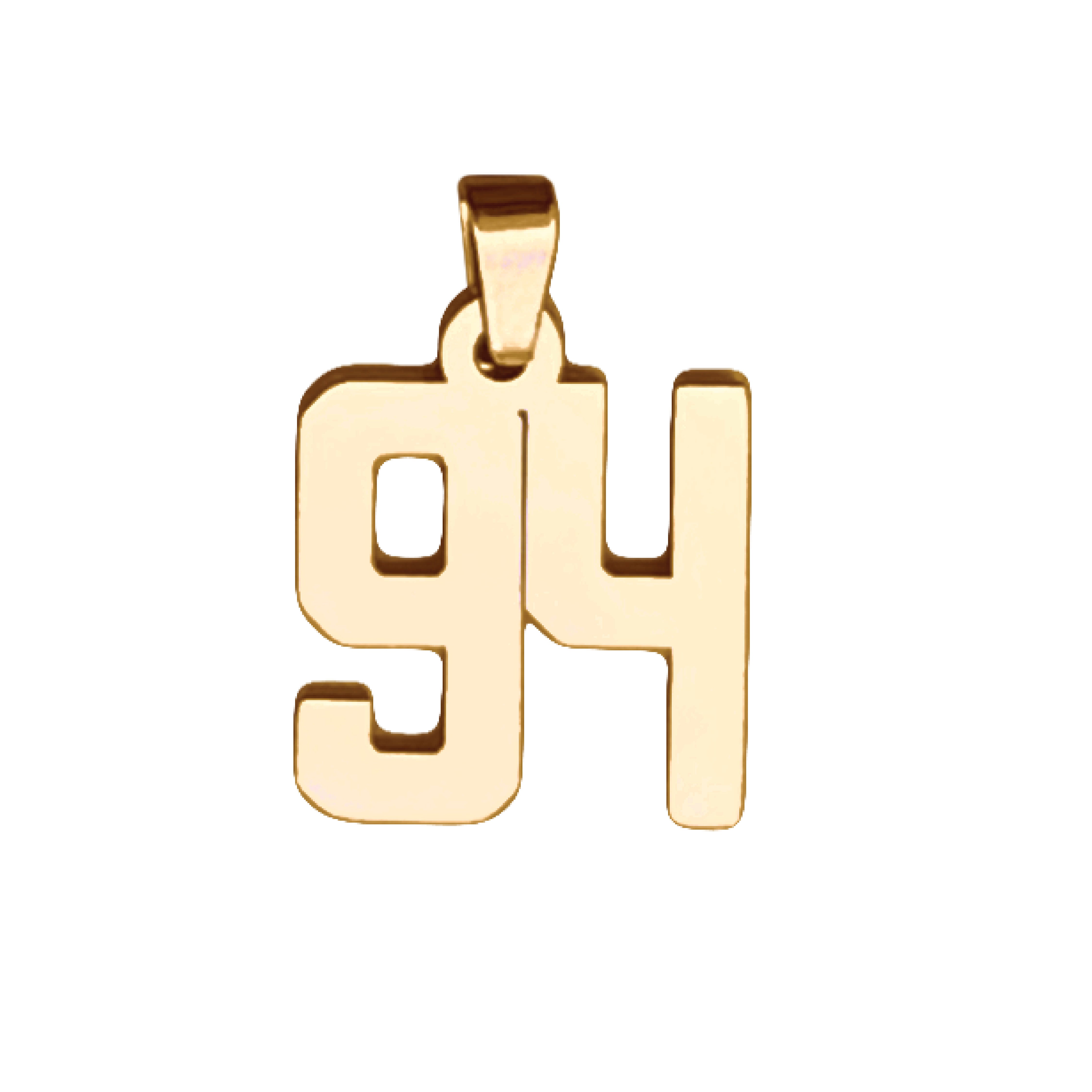 Custom Number Pendant Necklace - 14K Gold Plated Stainless Steel