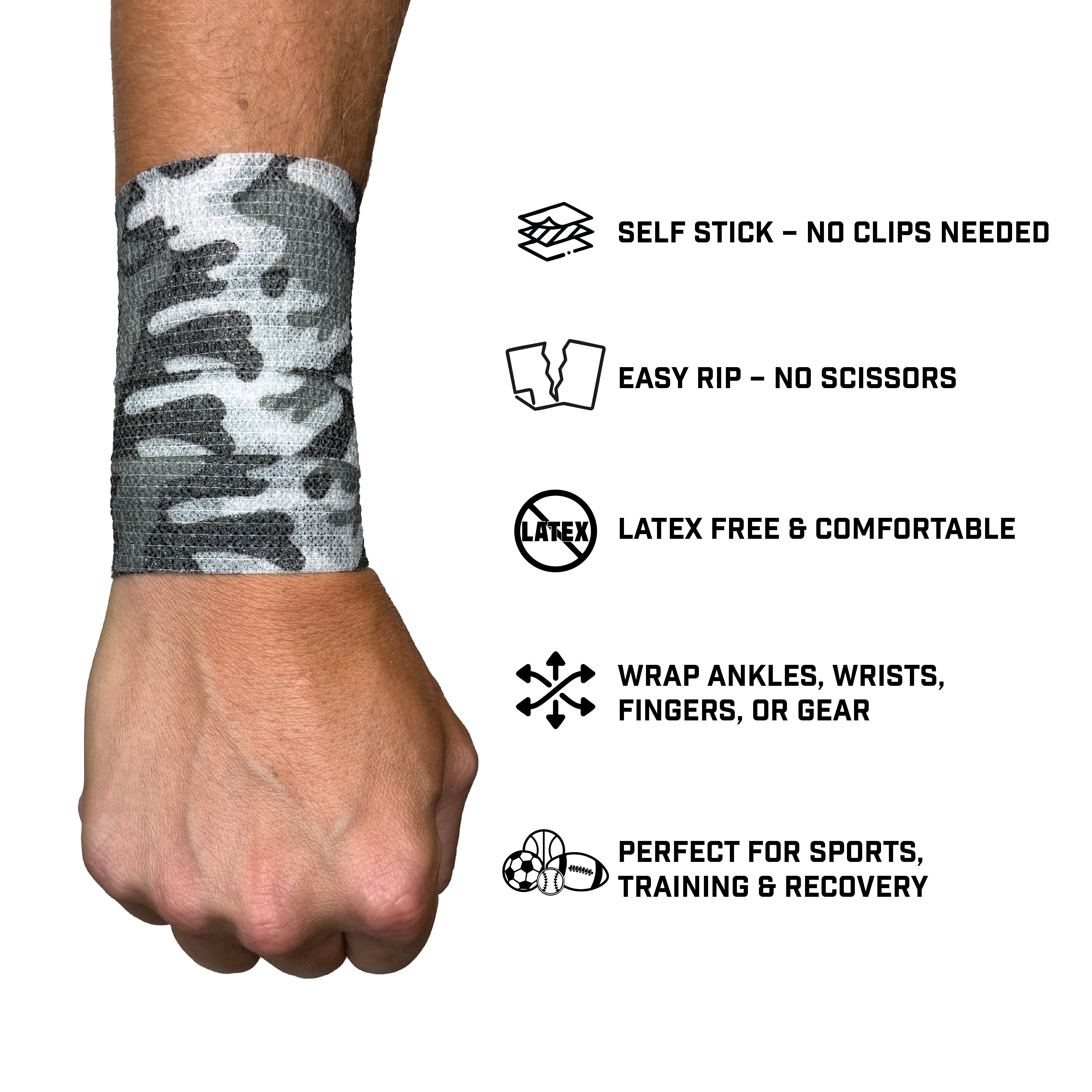Blackout Camo Self Stick Athletic Tape