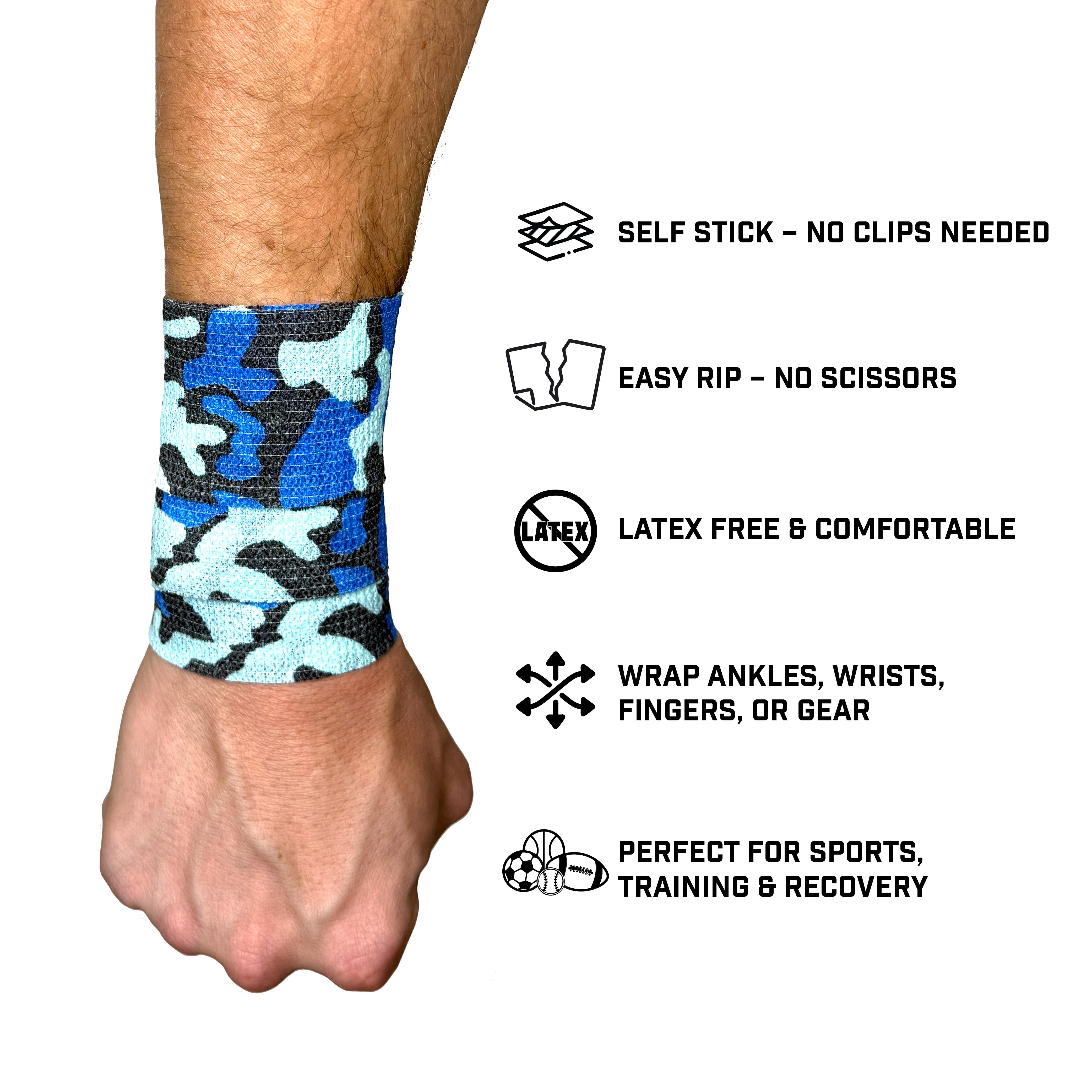 Blue Camo Self Stick Athletic Tape