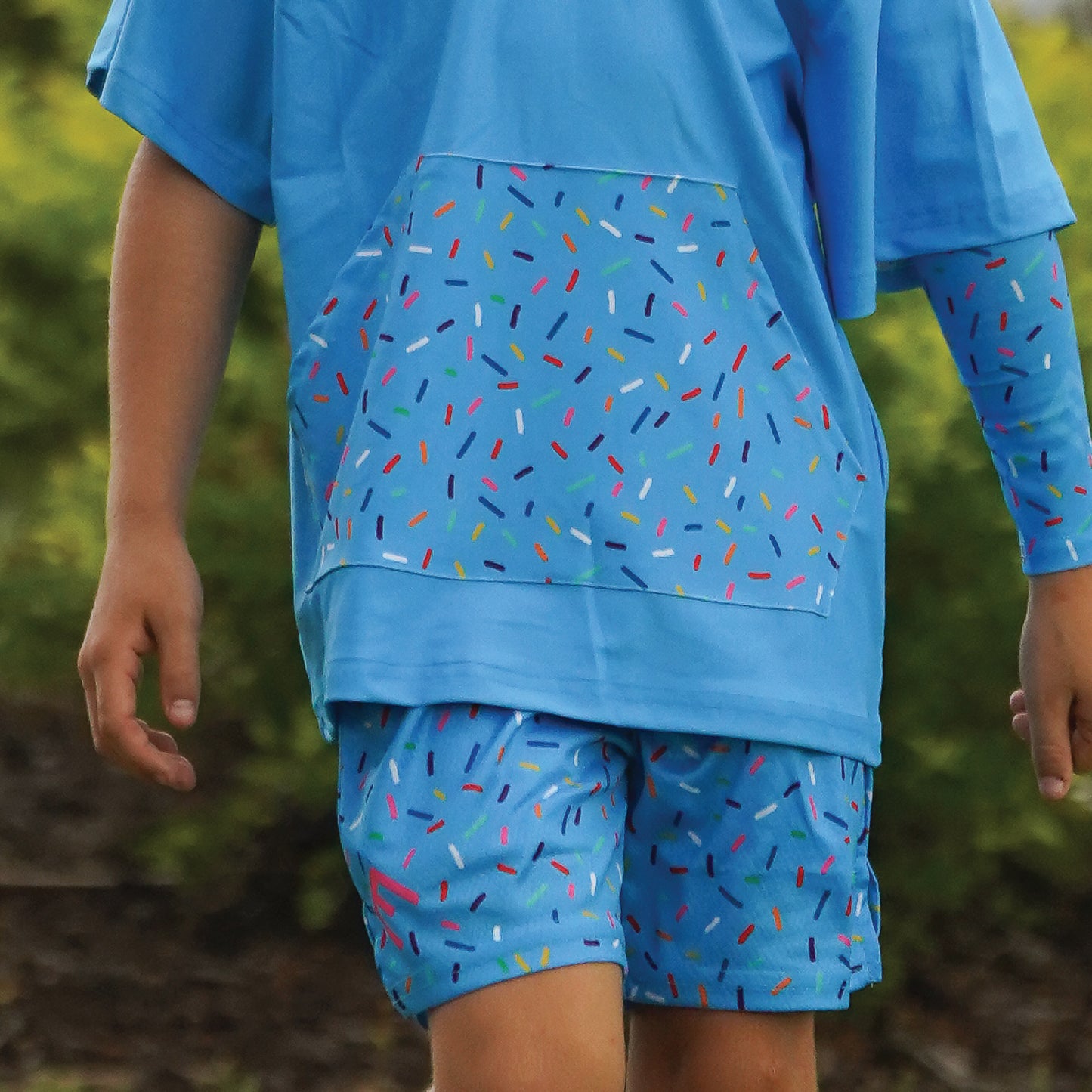 Blue Sprinkles Short Sleeve Hoodie