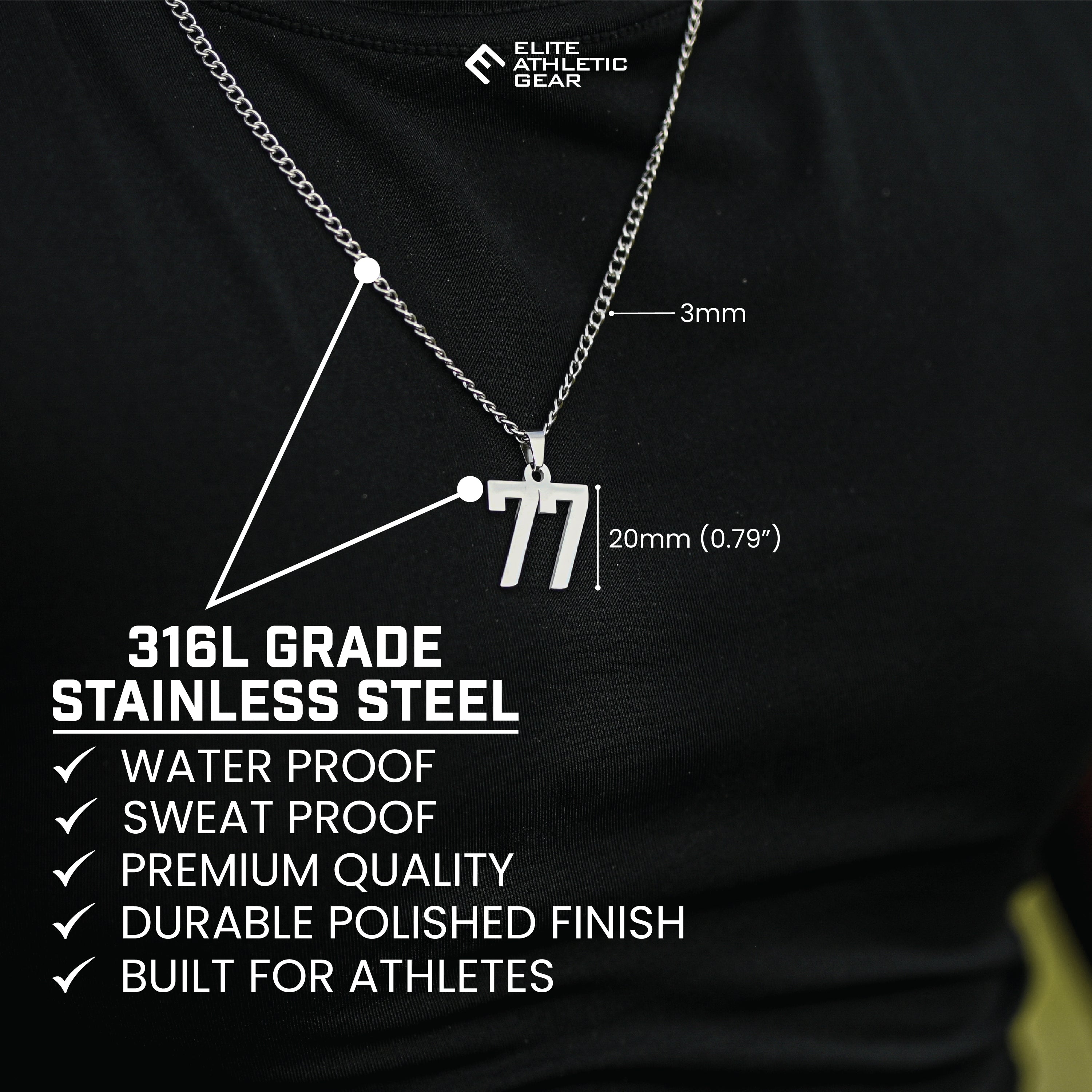 Custom Number Pendant Necklace - Stainless Steel
