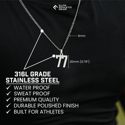 Custom Number Pendant Necklace - Stainless Steel