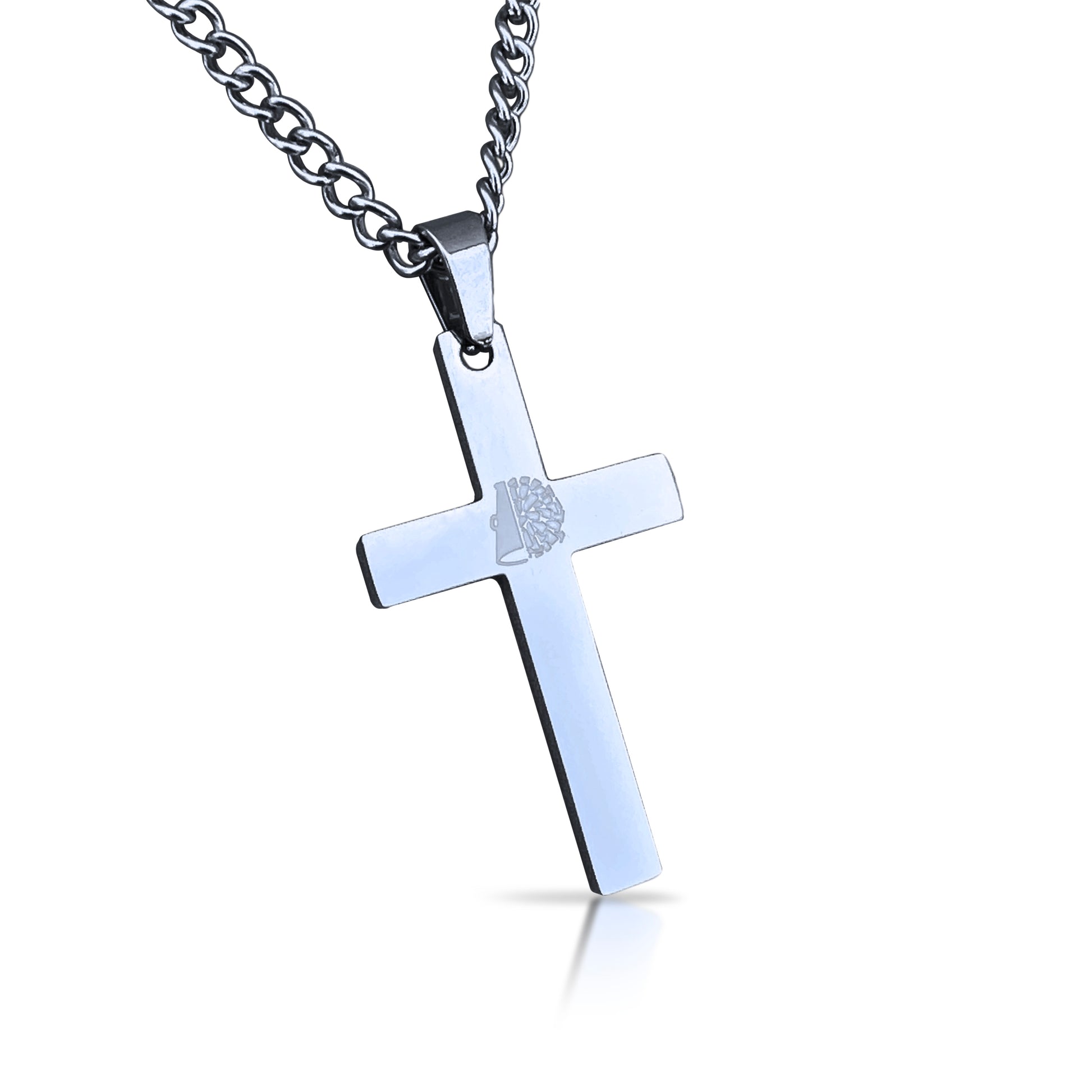 Cheerleading Cross Pendant With Chain Necklace - Stainless Steel