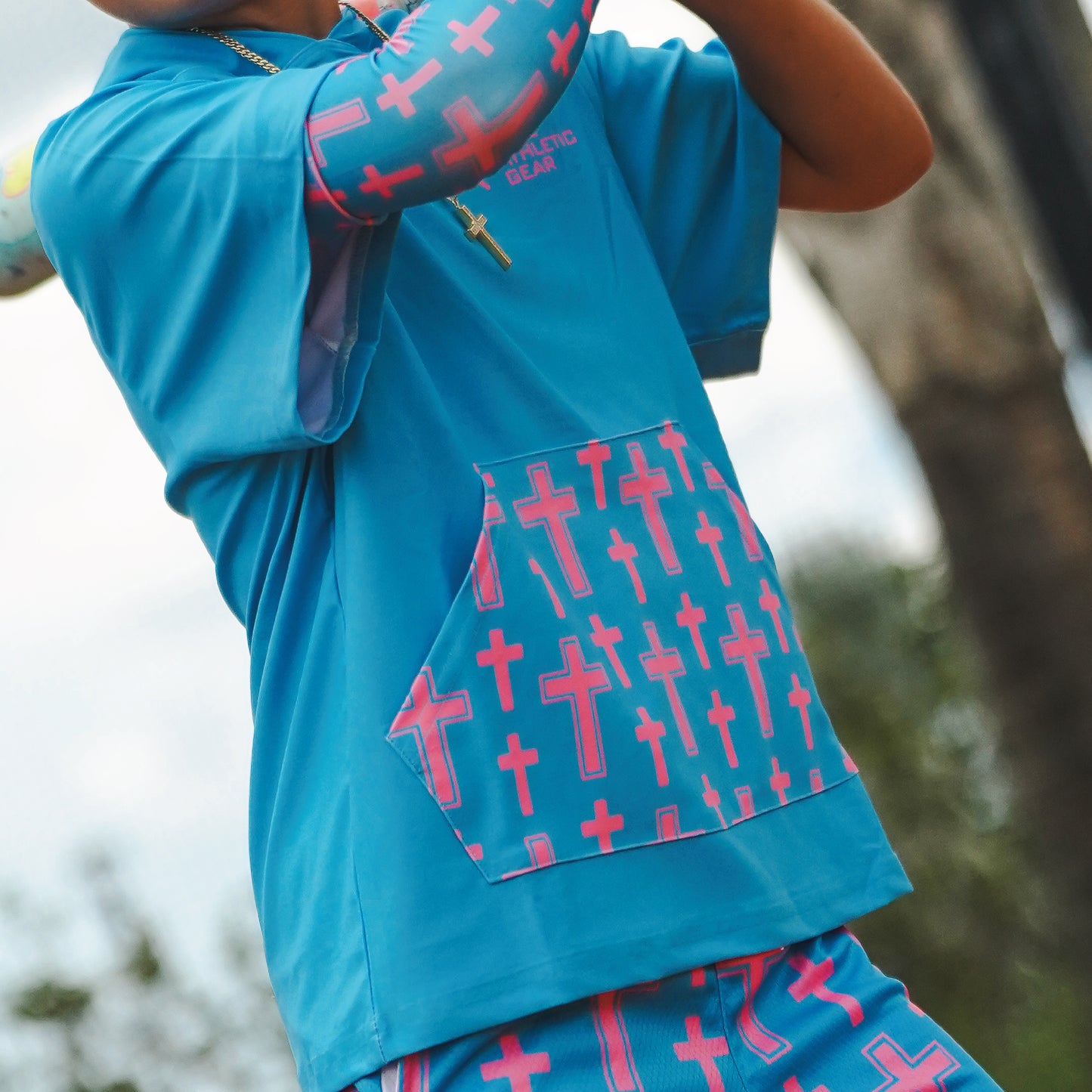 Cotton Candy Cross Short Sleeve Hoodie
