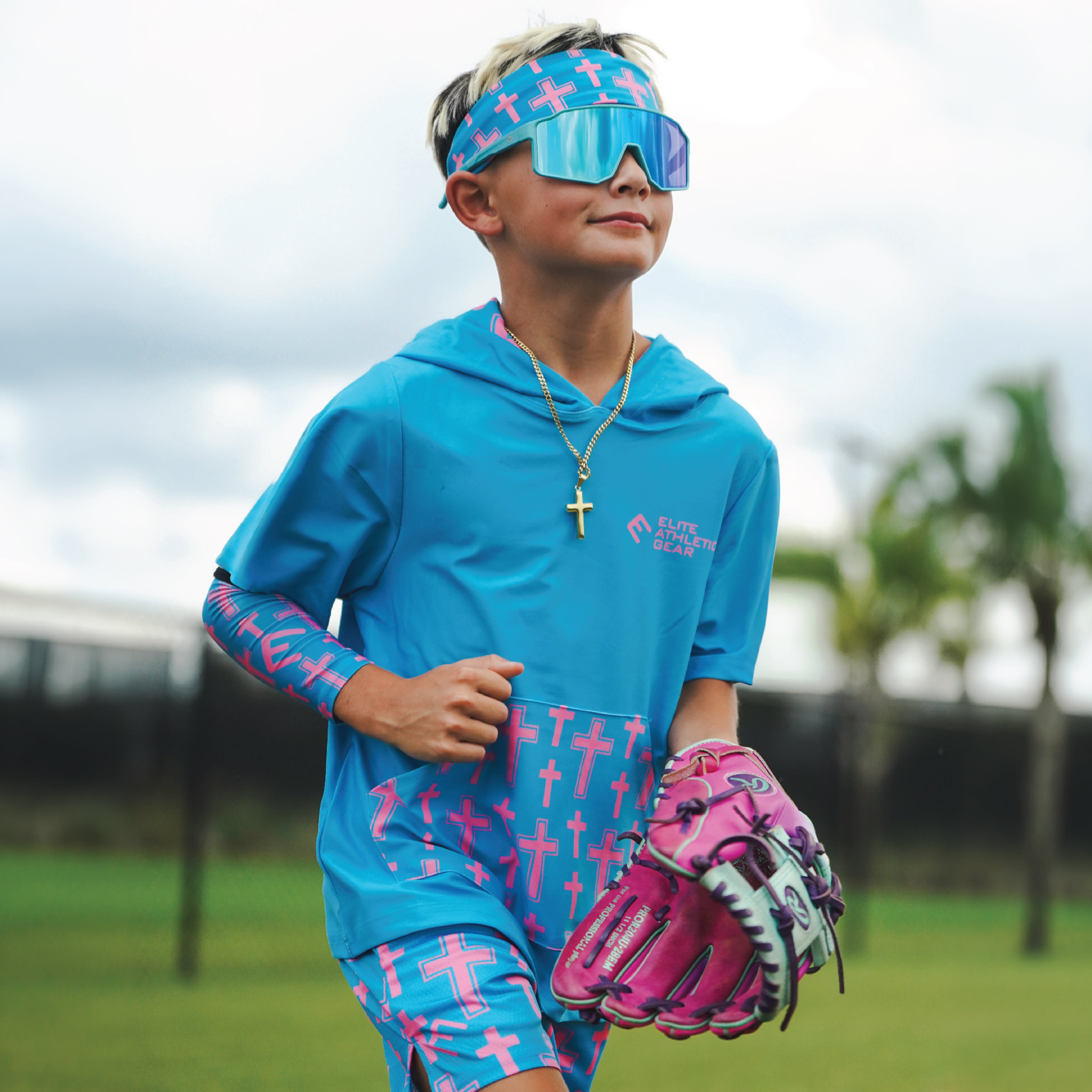 Cotton Candy Cross Short Sleeve Hoodie