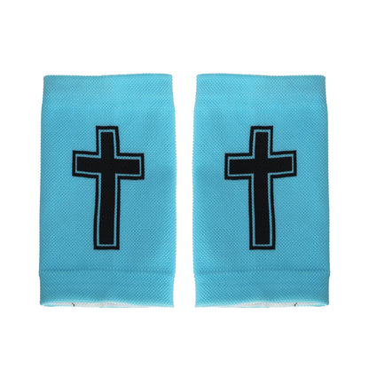 Faith Cross Light Blue Wrist Support Sleeves