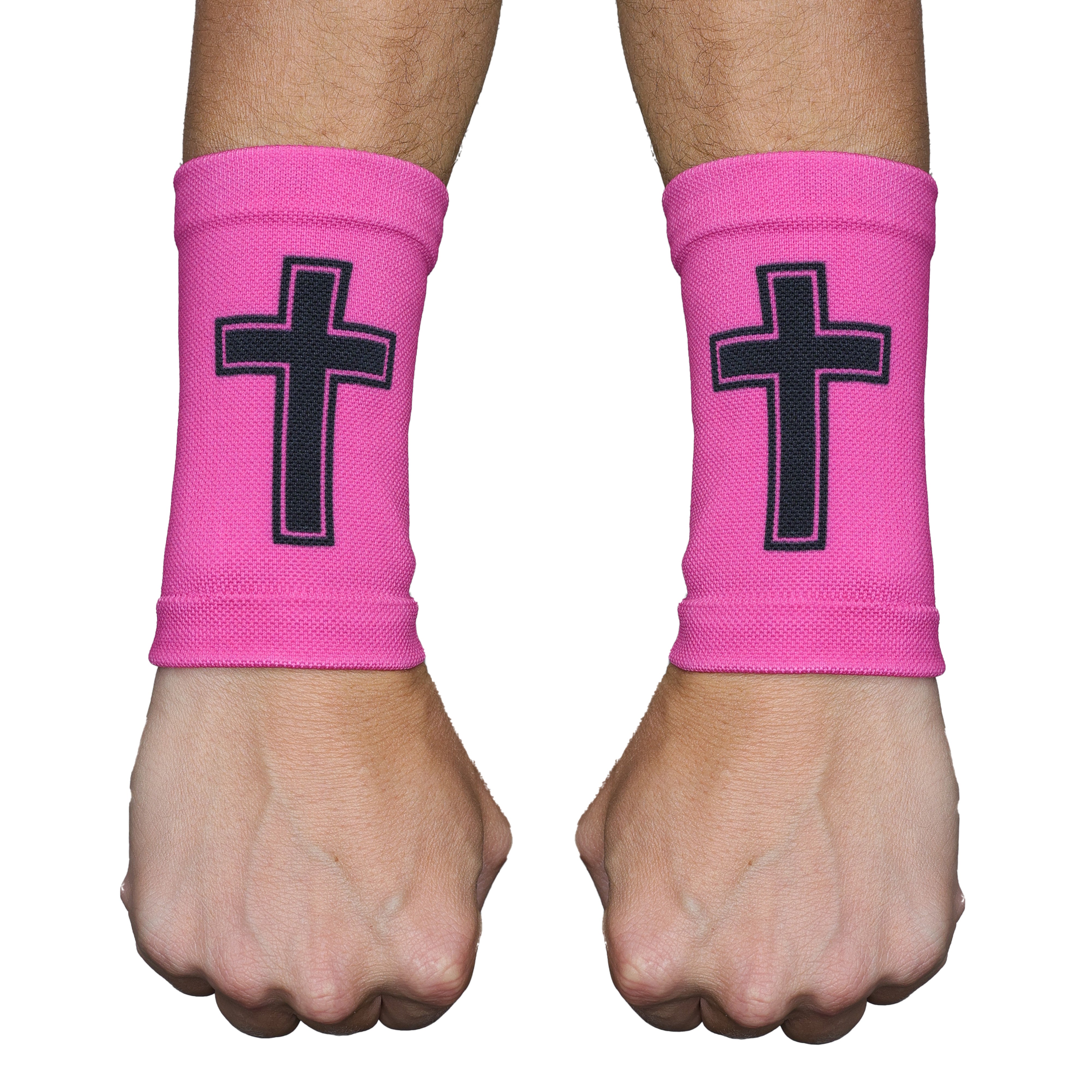 Faith Cross Pink Wrist Support Sleeves