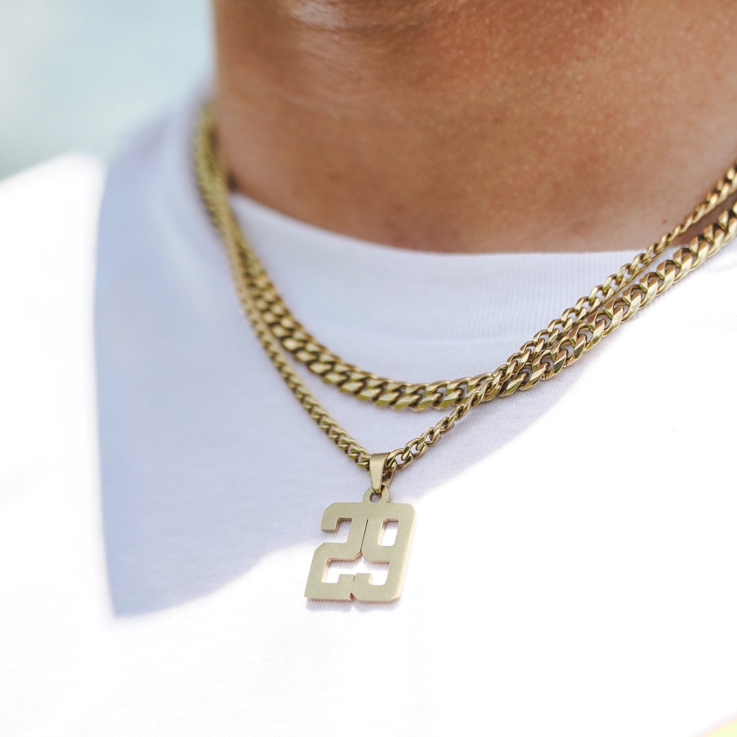 Custom Number Pendant Necklace - 14K Gold Plated Stainless Steel
