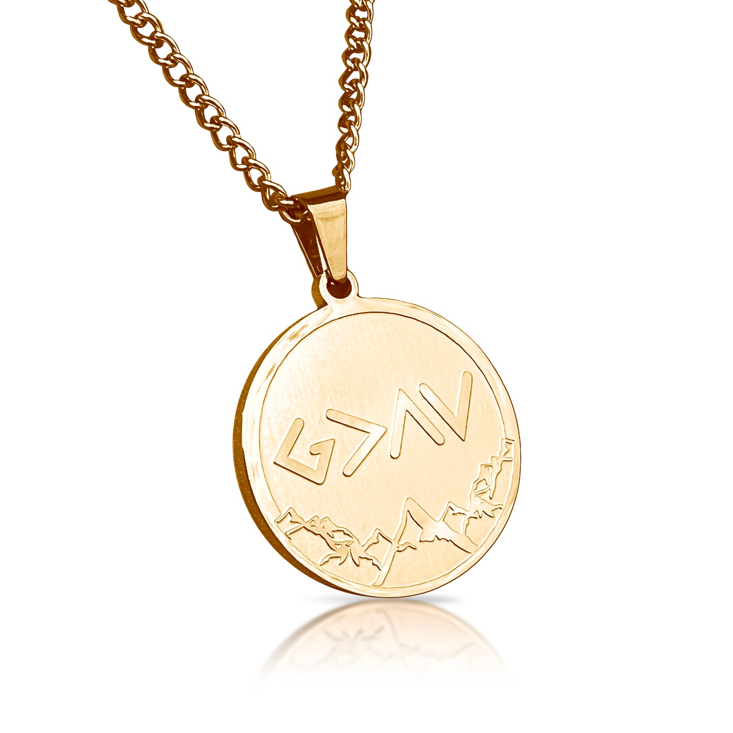 God Is Greater Than The Highs and Lows Pendant With Chain Necklace - 14K Gold Plated Stainless Steel