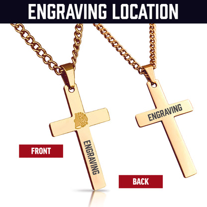 Cheerleading Cross Pendant With Chain Necklace - 14K Gold Plated Stainless Steel