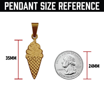 Pro Ice Cream Pendant With 6mm Cuban Link Chain Necklace - 14K Gold Plated Stainless Steel