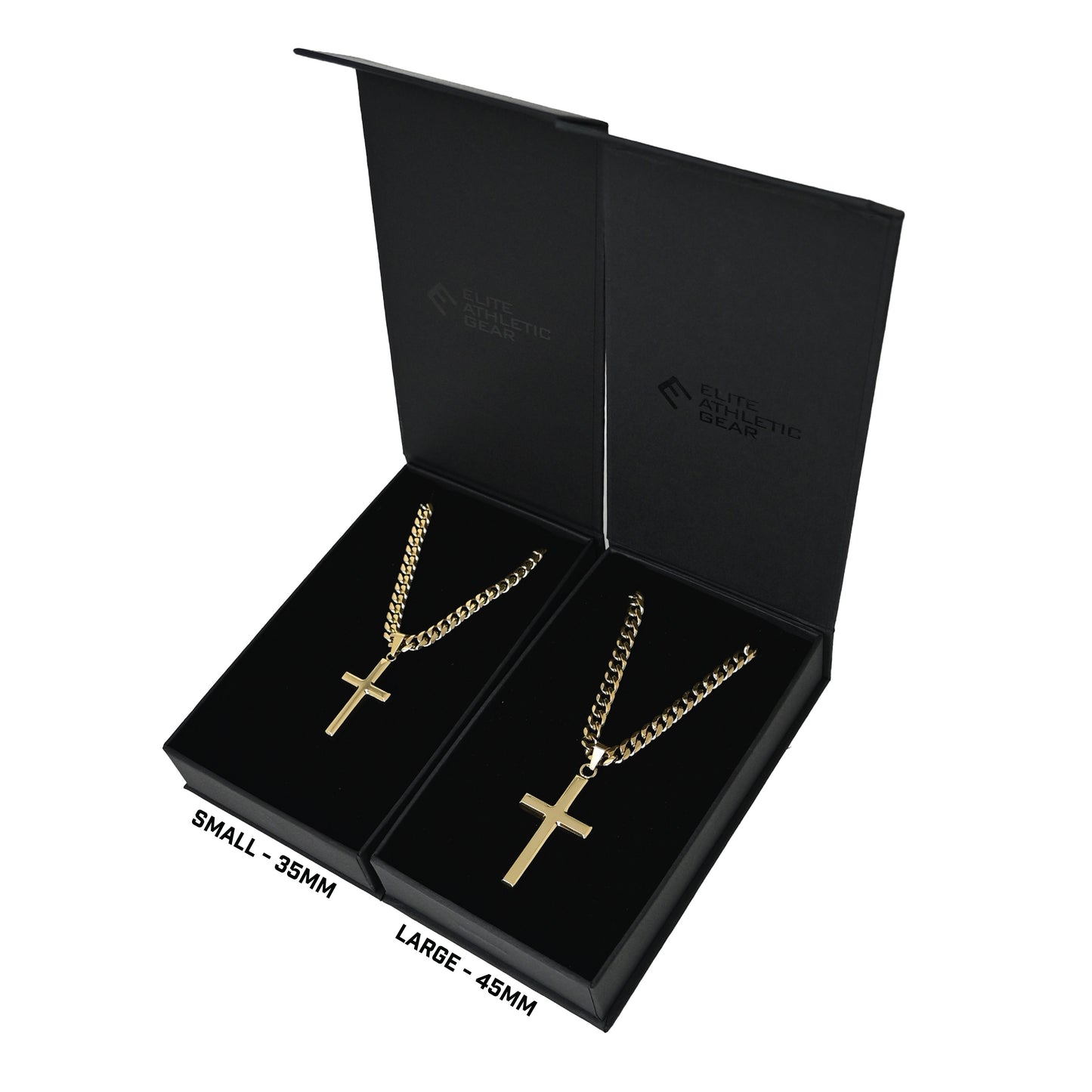 Pro Cross Pendant With 6mm Cuban Link Chain Necklace - 14K Gold Plated Stainless Steel