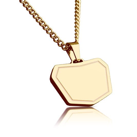 Motocross Plate Pendant With Chain Necklace - 14K Gold Plated Stainless Steel